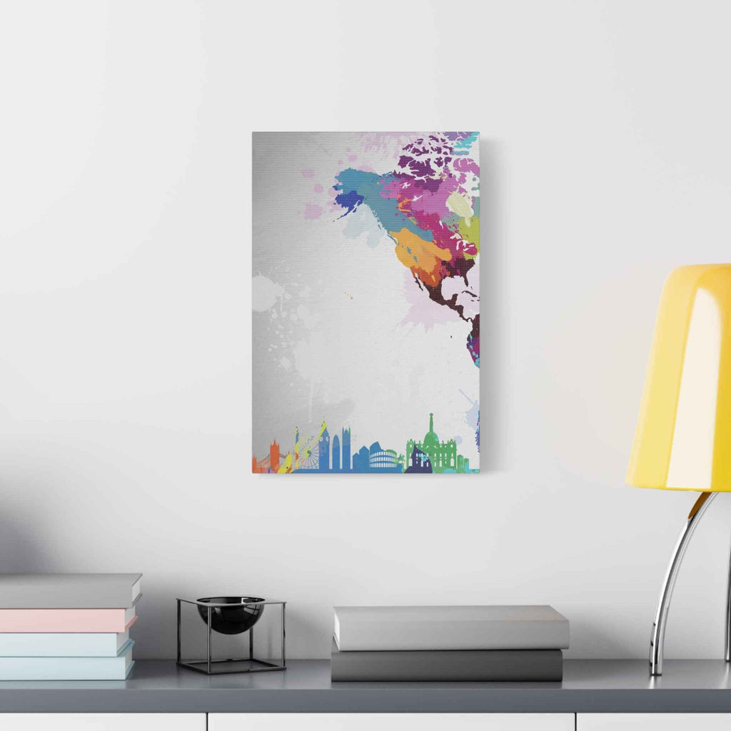 Color Splash World Map Canvas Art – Modern Stretched Matte Wall Decor - TheKaraHan