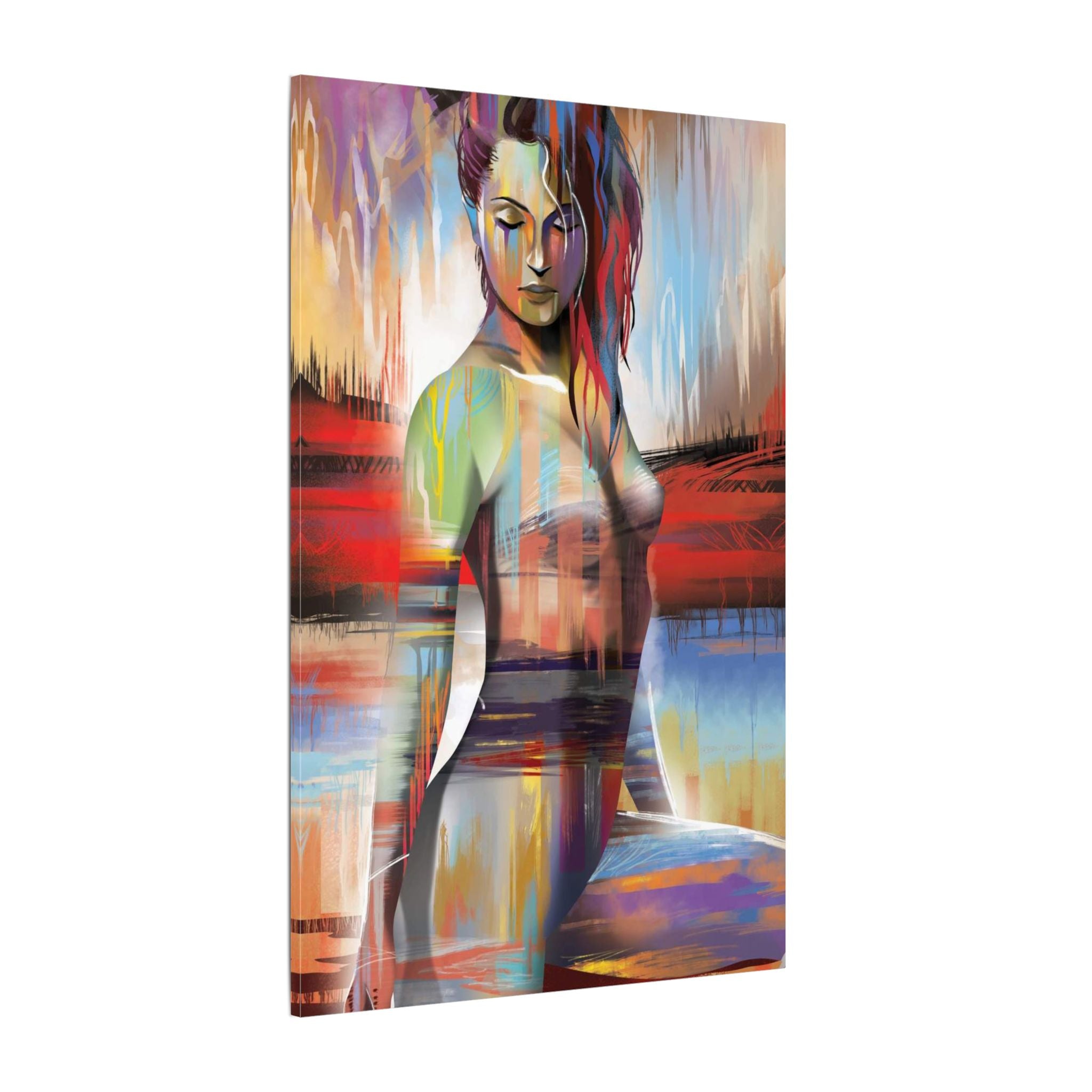 Abstract Colorful Woman Matte Canvas Print — Modern Figurative Wall Art 
