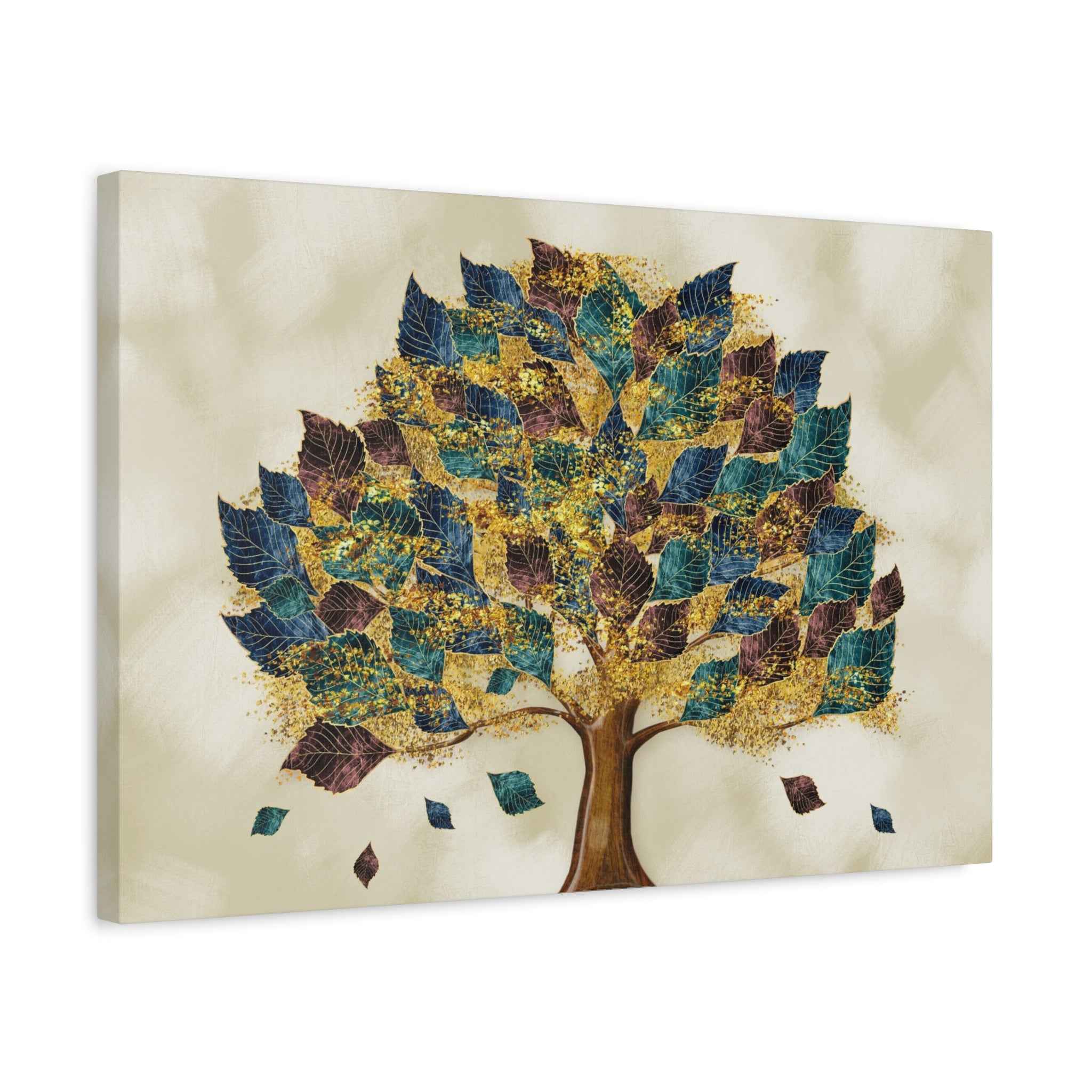 Golden Tree of Life Canvas Wall Art – Colorful Nature Decor