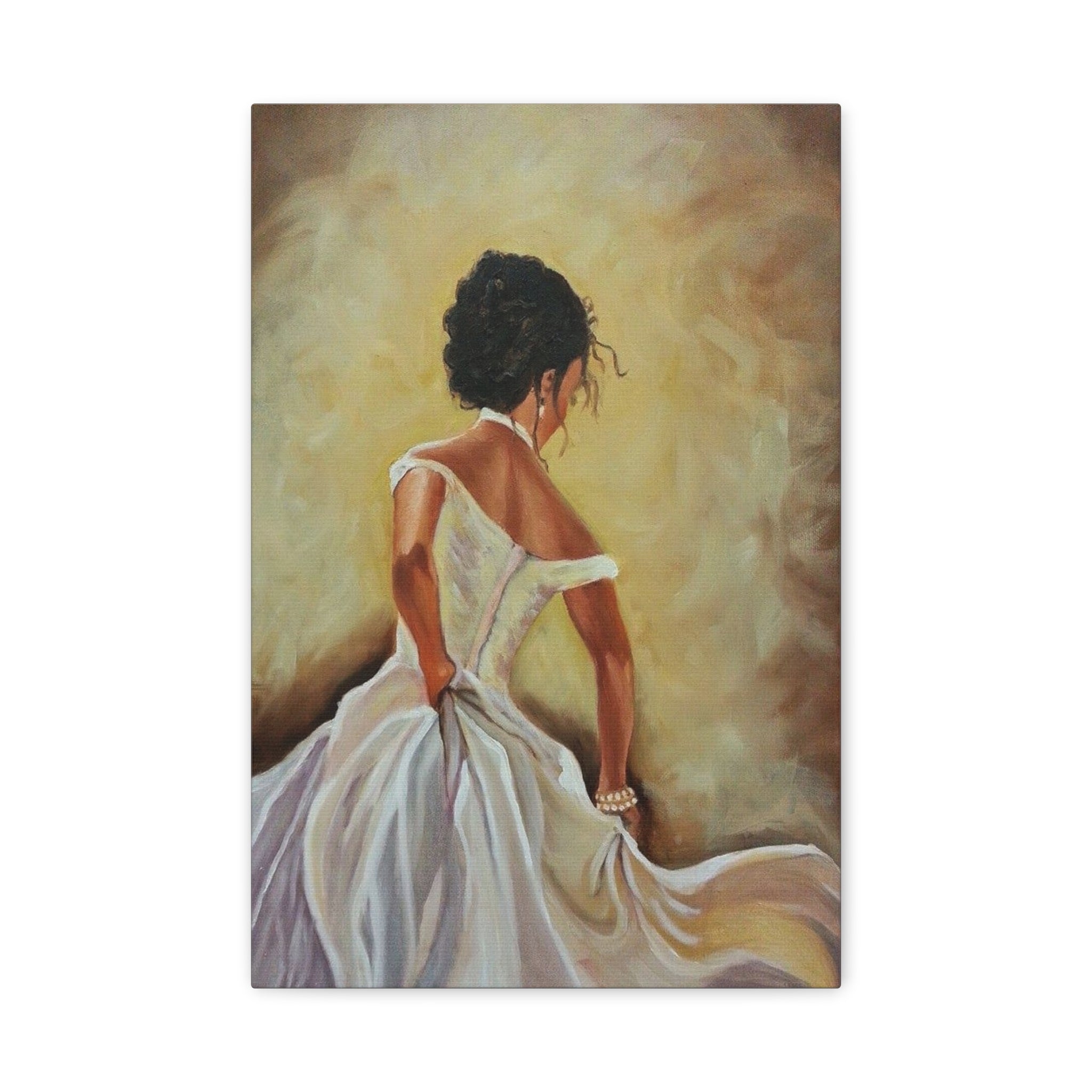Elegant Bride Portrait Canvas Print — Romantic Wedding Wall Art 