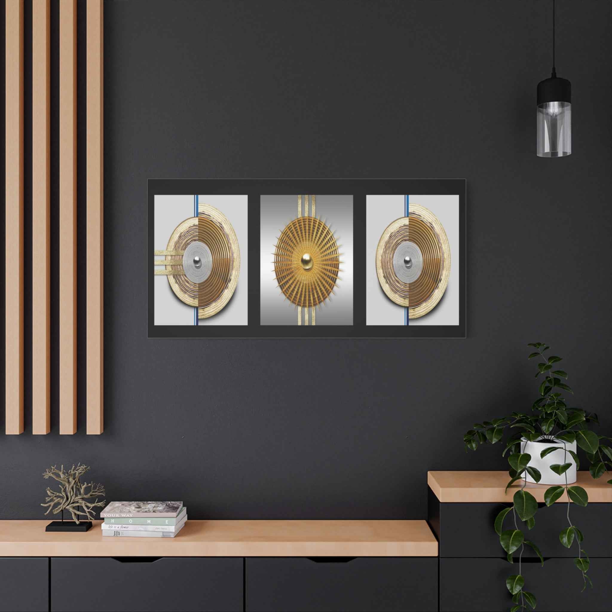 Abstract Gold Geometric Canvas Wall Art