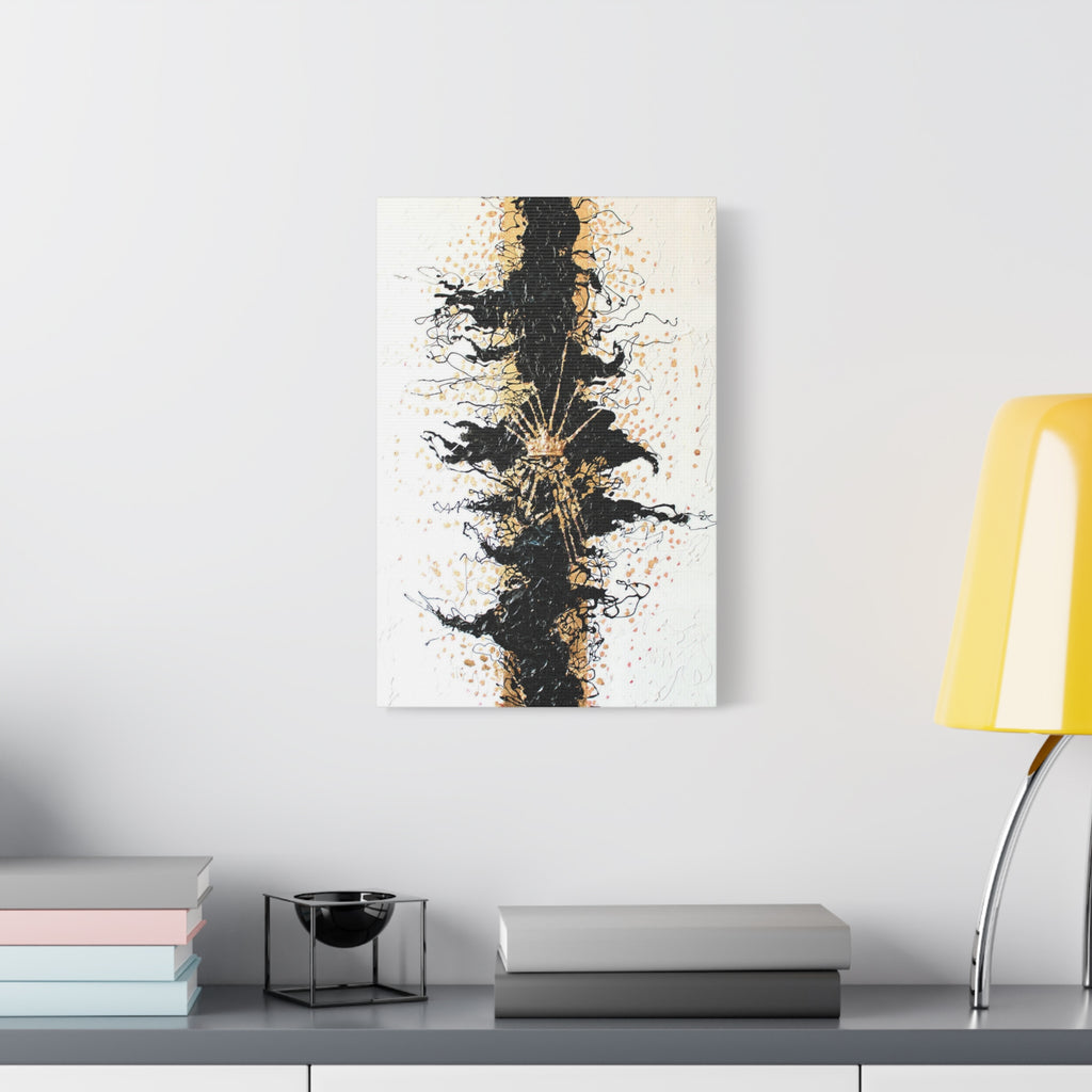 Abstract Black & Gold Crown Canvas Art — Matte Stretched Wall Decor 