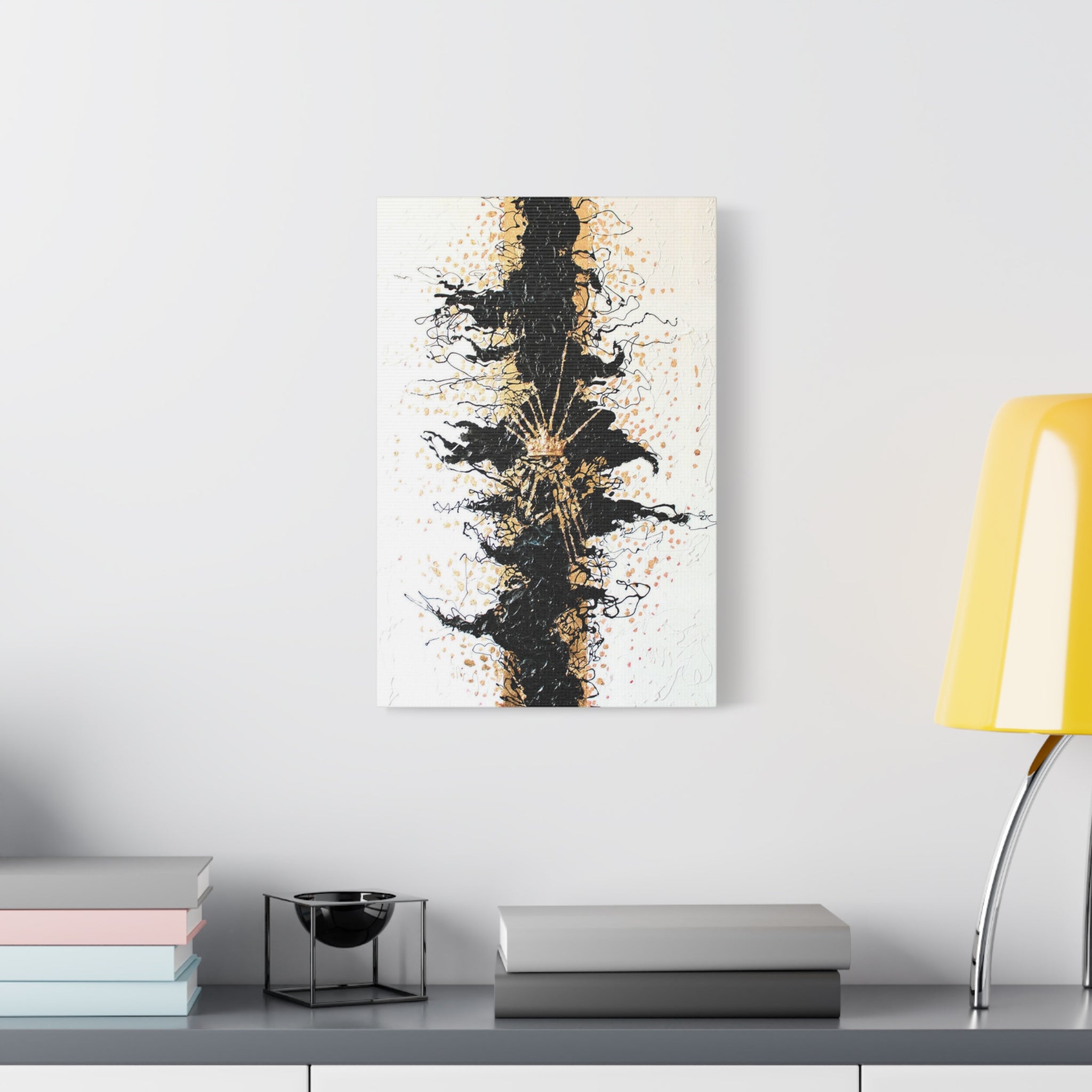 Abstract Black & Gold Crown Canvas Art — Matte Stretched Wall Decor 