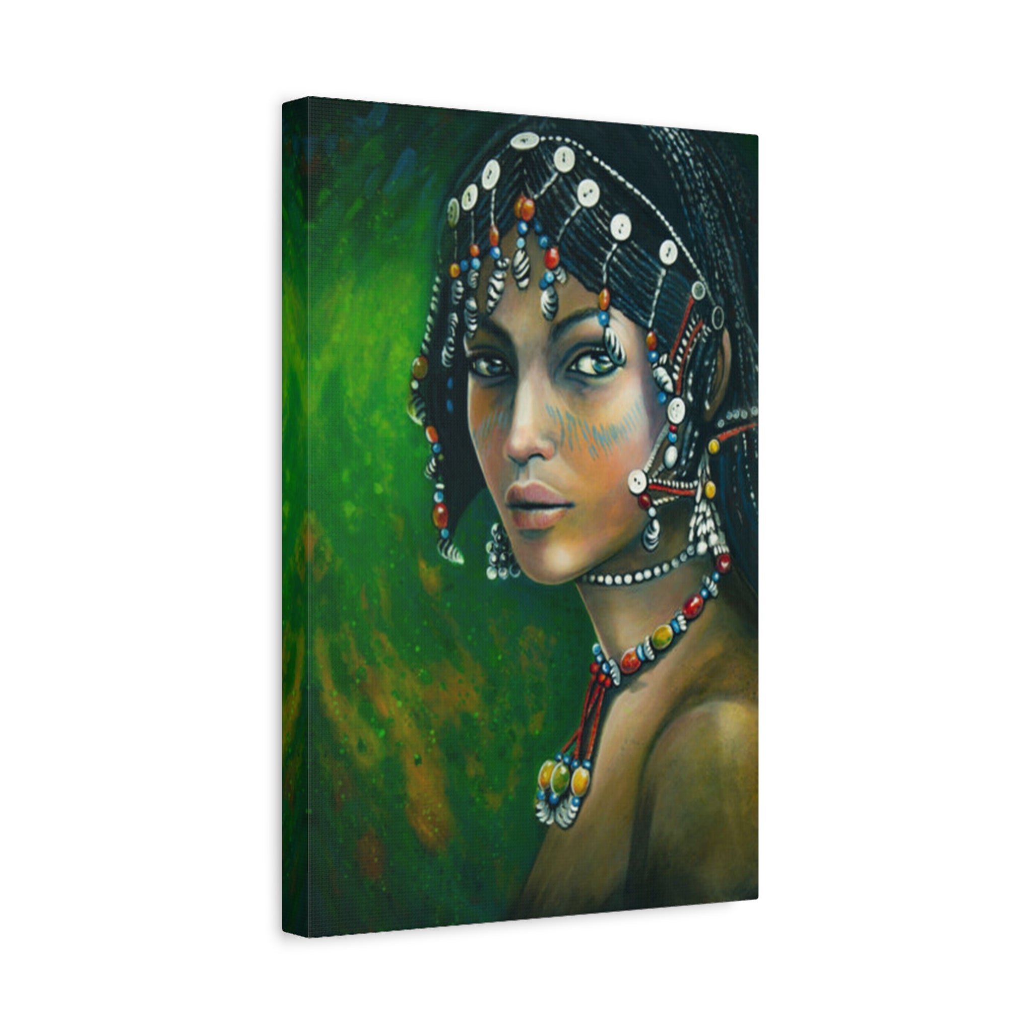Bohemian Tribal Woman Portrait Canvas Print — Matte Stretched Wall Art 