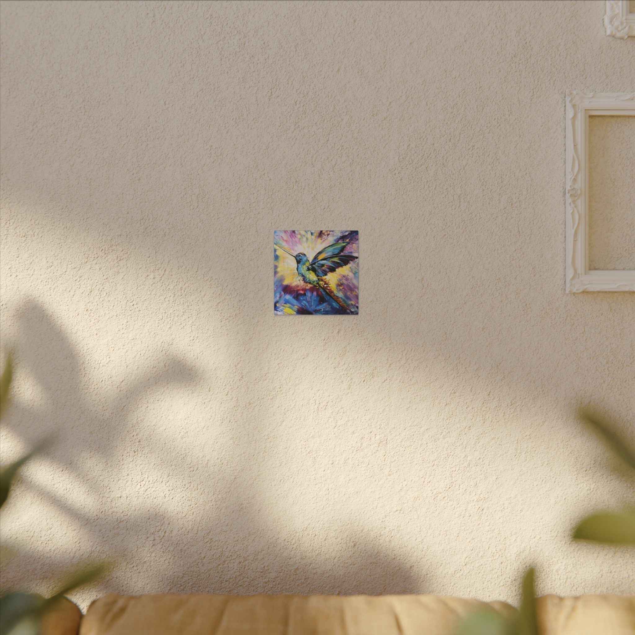 Vibrant Hummingbird Canvas Art - Colorful Abstract Bird Wall Decor (Matte Stretched) - TheKaraHan