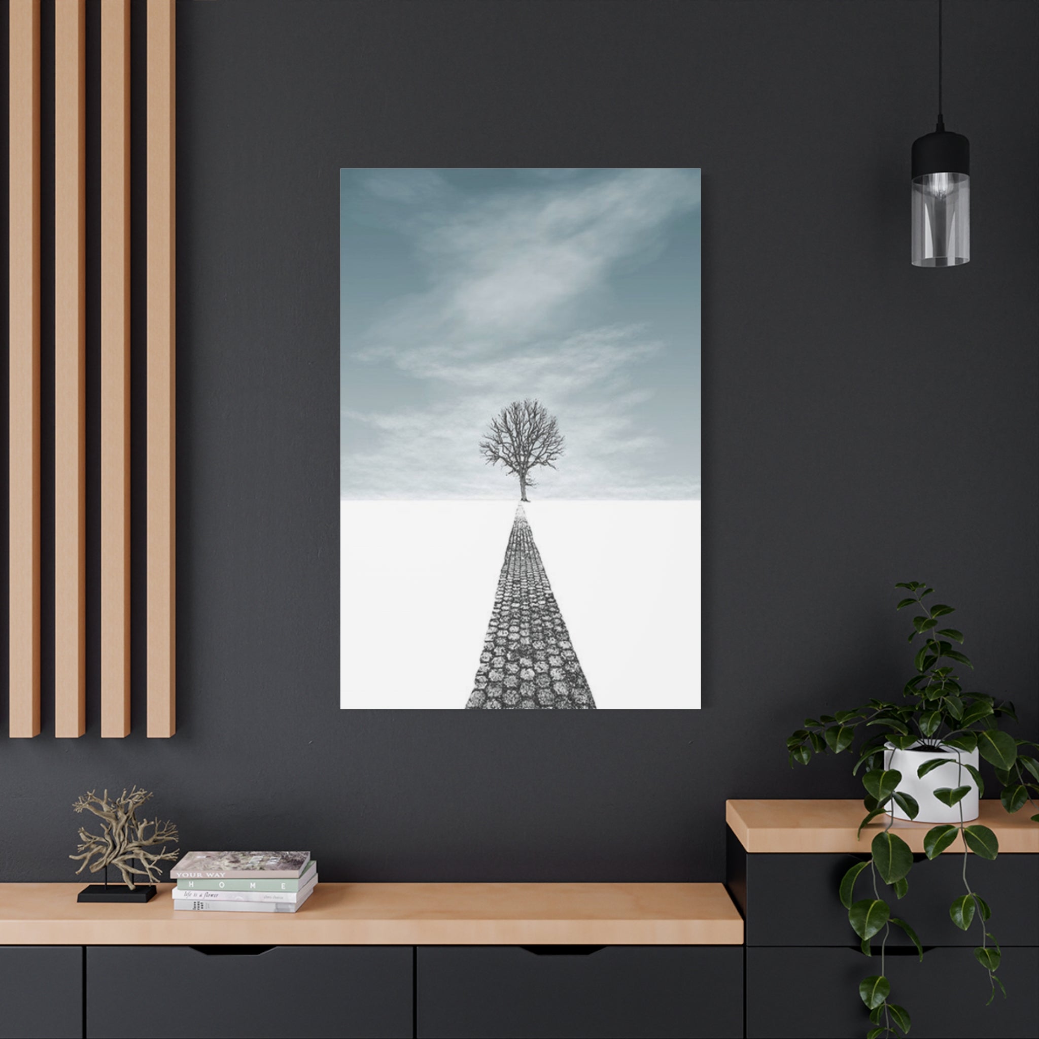 Minimalist Lone Tree Canvas Print — Stretched Matte Wall Art 