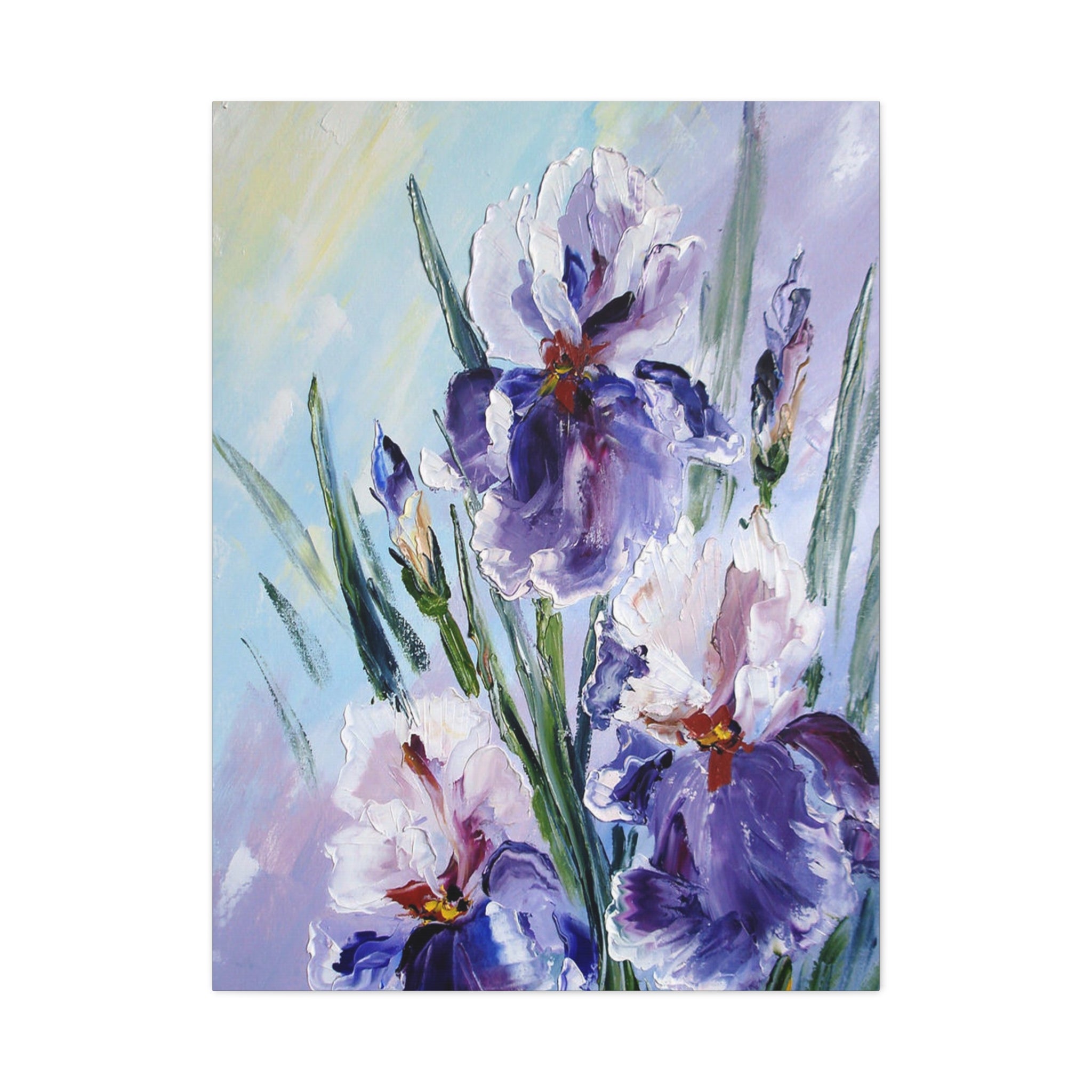 Purple Iris Floral Canvas Art — Stretched Matte Wall Painting 
