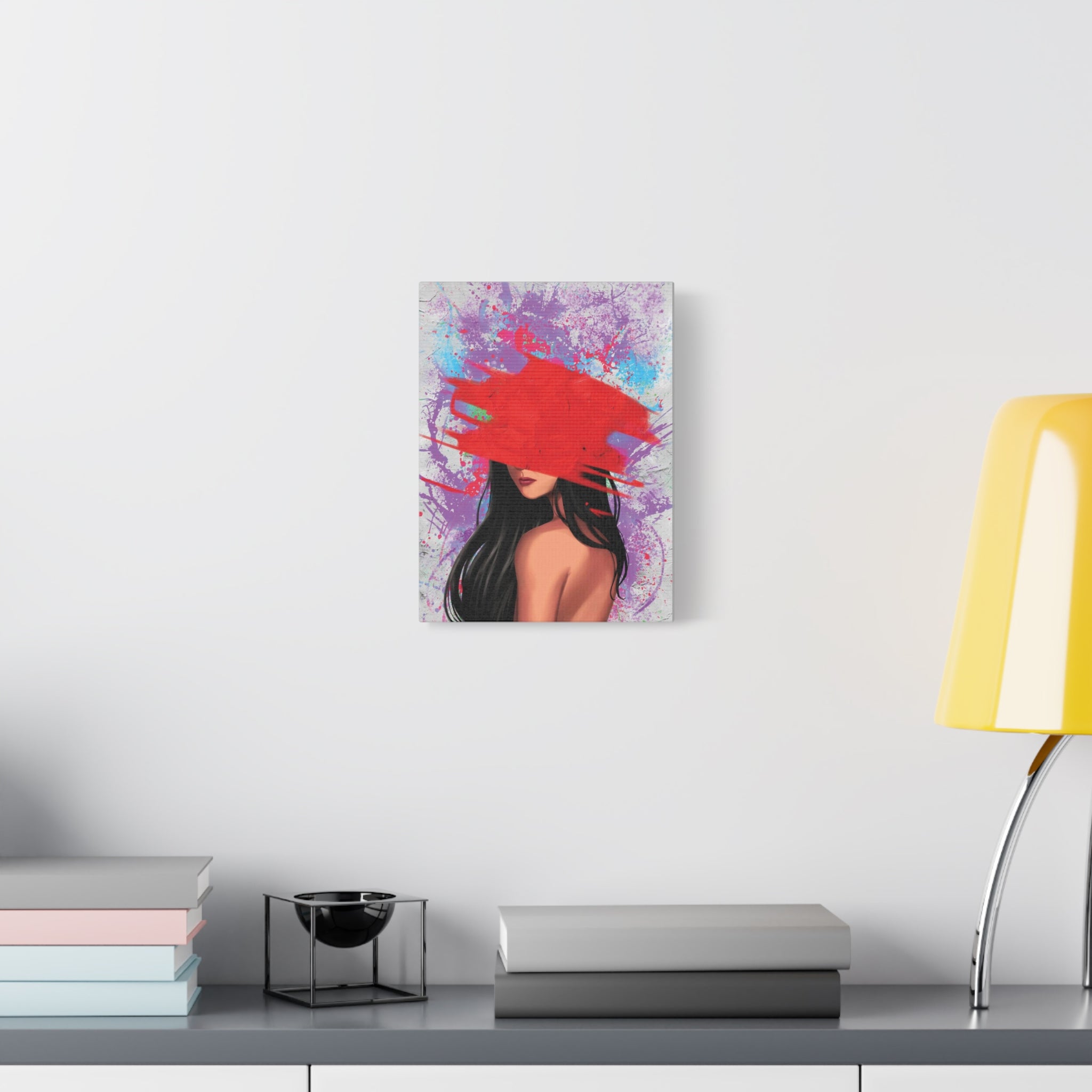 Abstract Red Brushstroke Woman — Matte Stretched Canvas Wall Art 