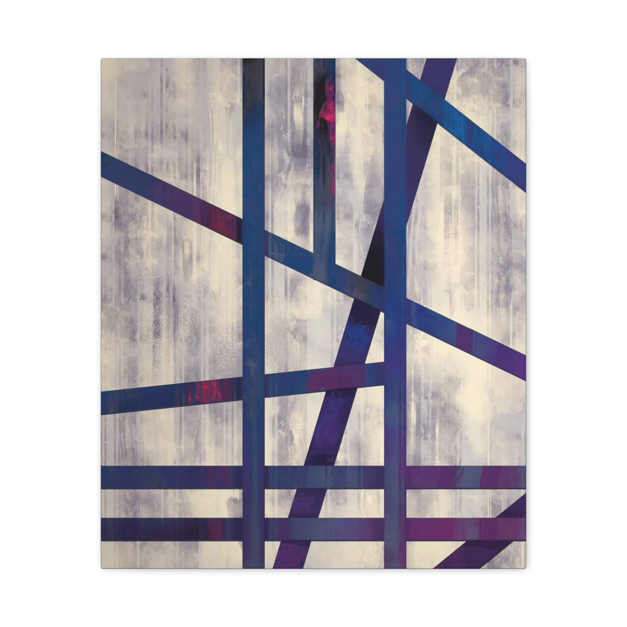 Abstract Geometric Canvas Print – Modern Blue & Purple Lines Art 