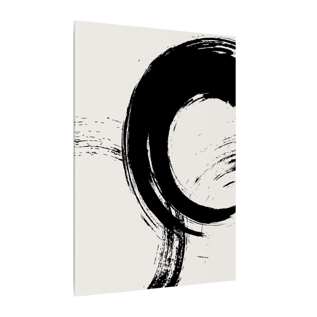 Zen Brushstroke Wall Art - Minimalist Black Circle Abstract Canvas Decor - TheKaraHan