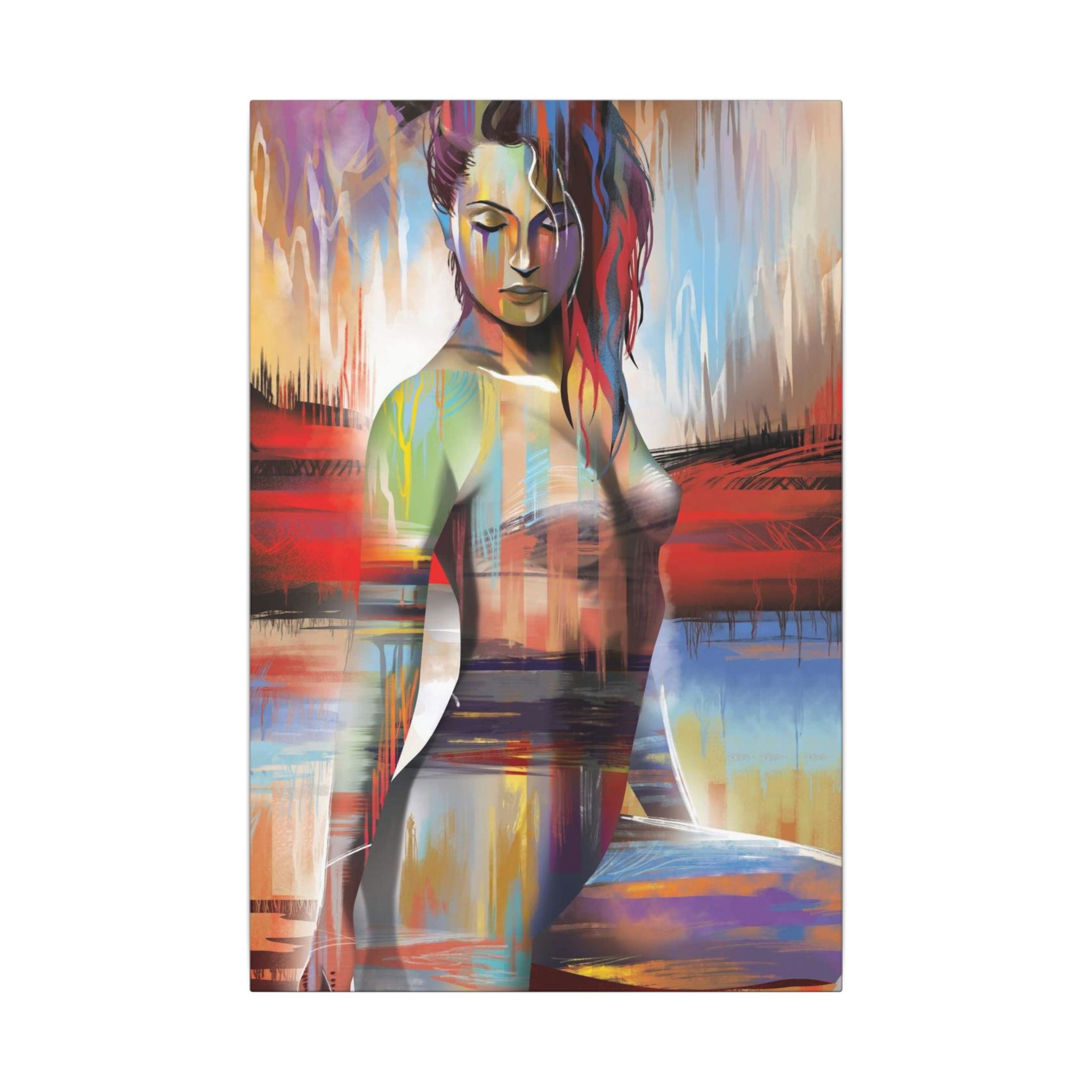 Abstract Colorful Woman Matte Canvas Print — Modern Figurative Wall Art 