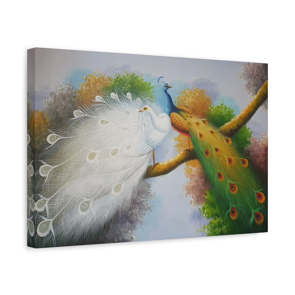 Peacock Pair Matte Canvas Wall Art — Stretched 1.25" Decorative Painting 