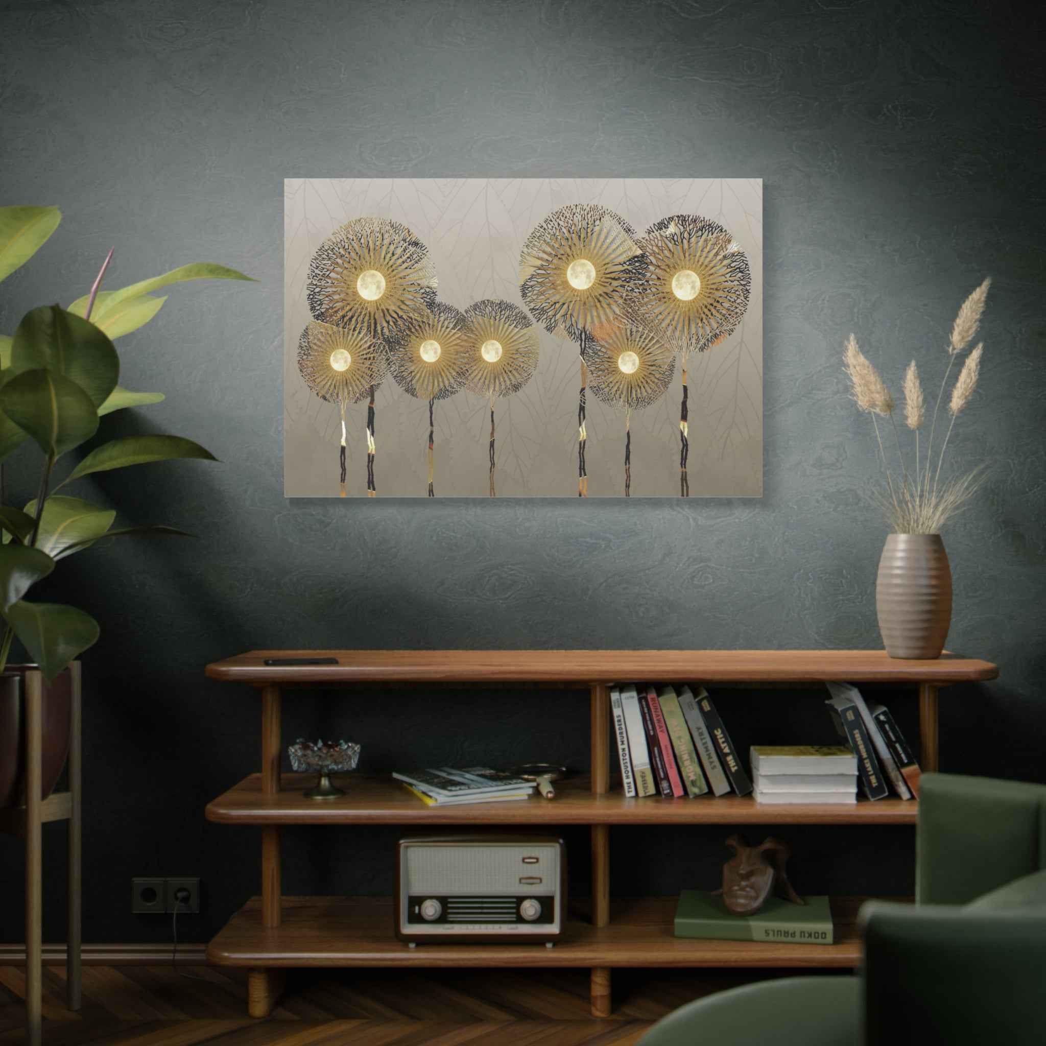 Gold Floral Wall Art | Luxury Botanical Flower Canvas for Elegant Interiors