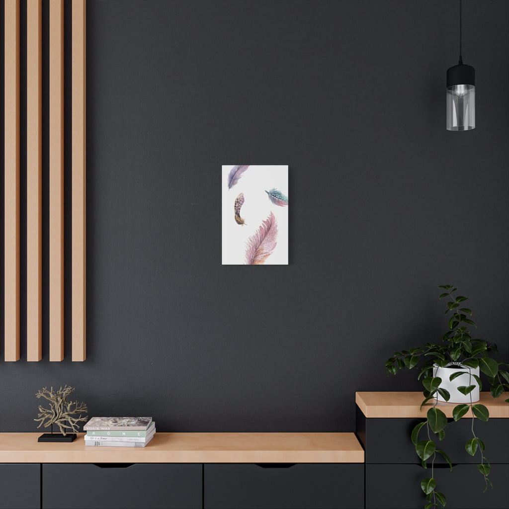 Soft Watercolor Feathers Canvas Wall Art - Stretched 1.25" Matte Design - TheKaraHan