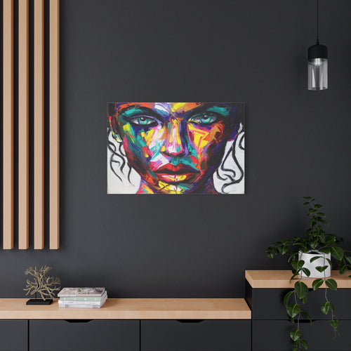 Abstract Colorful Woman Portrait Canvas – Matte Stretched Wall Art 