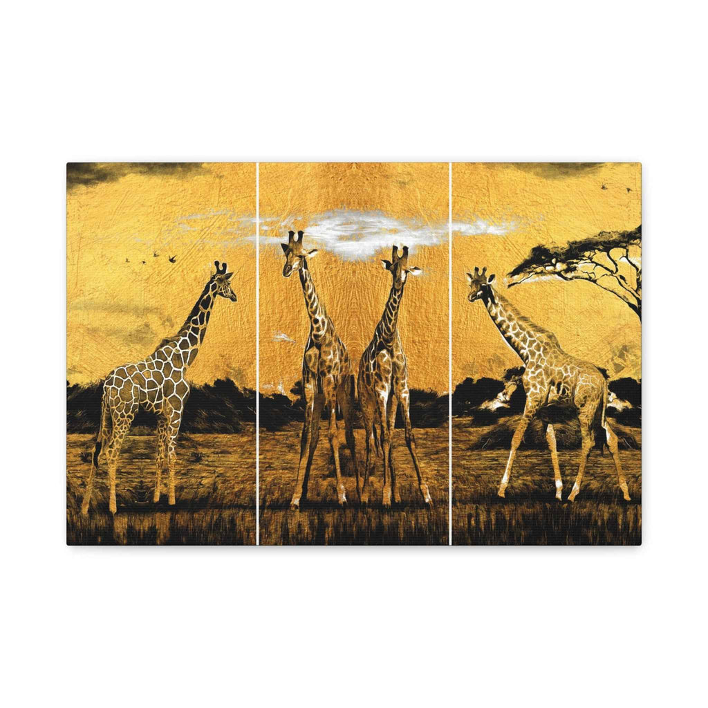 African Giraffe Wall Art – Stunning Triptych Canvas Safari Wildlife Decor
