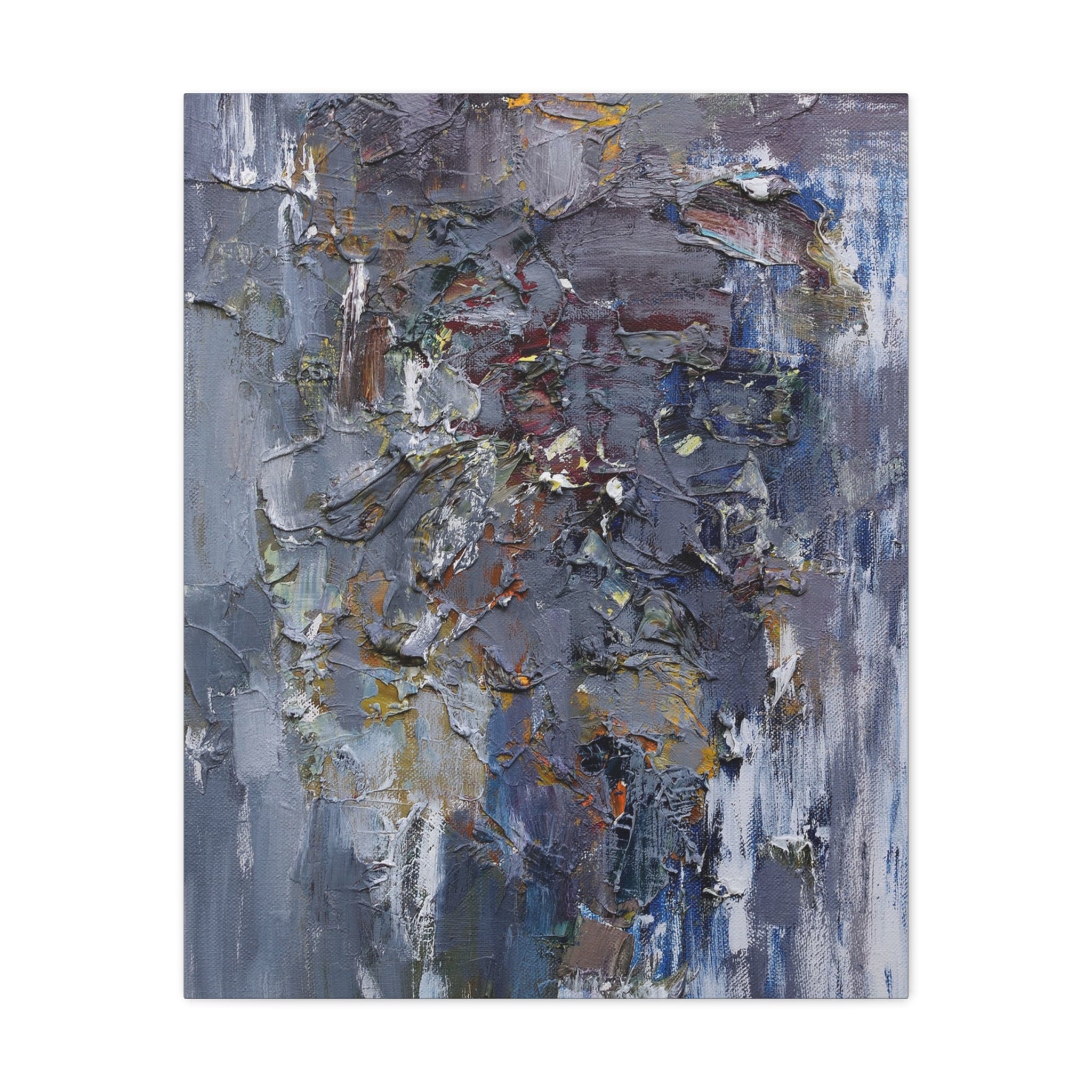 Abstract Textured Canvas Wall Art — Moody Blue Gray Palette 