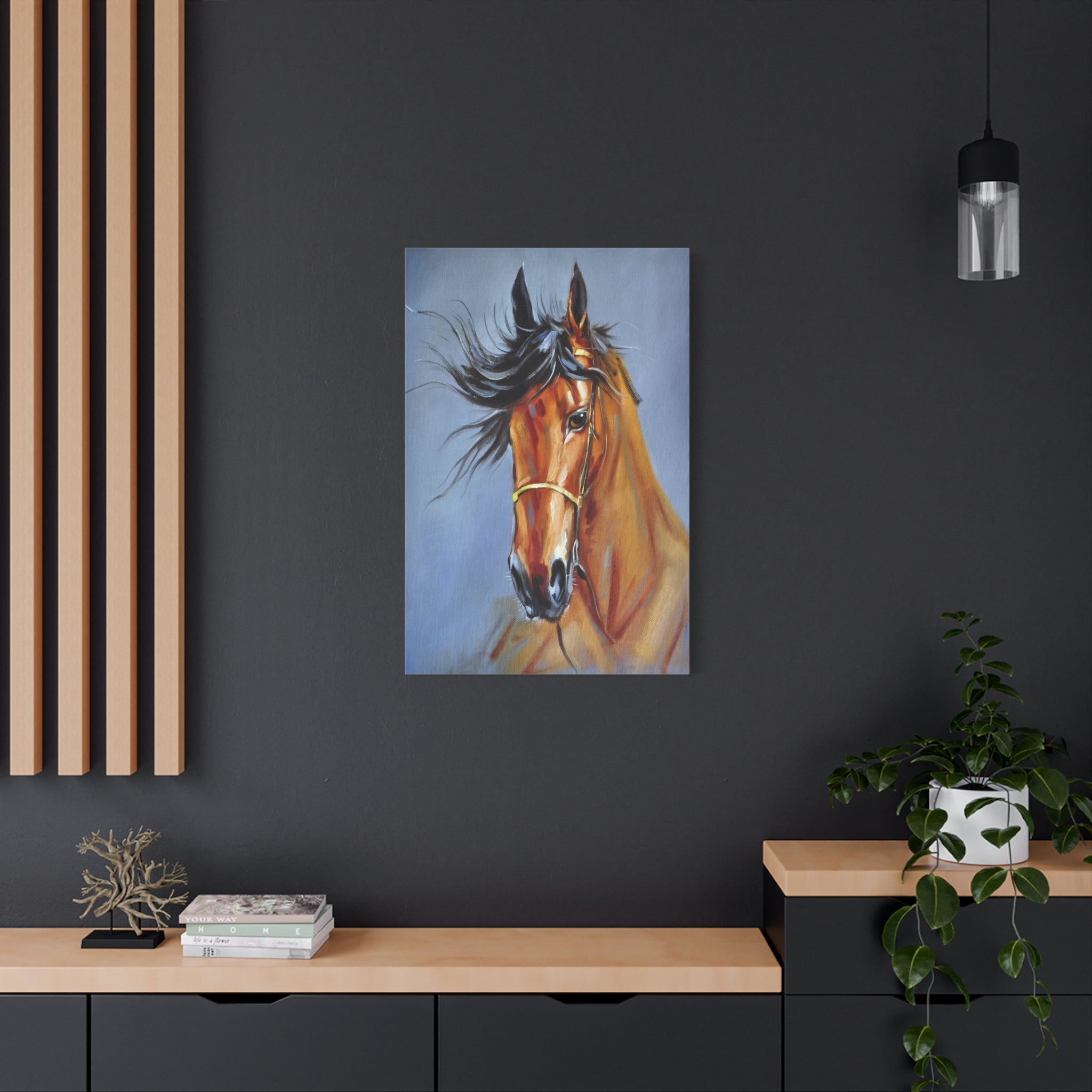 Bay Horse Portrait Matte Canvas Print — Stretched Wall Art (1.25") 