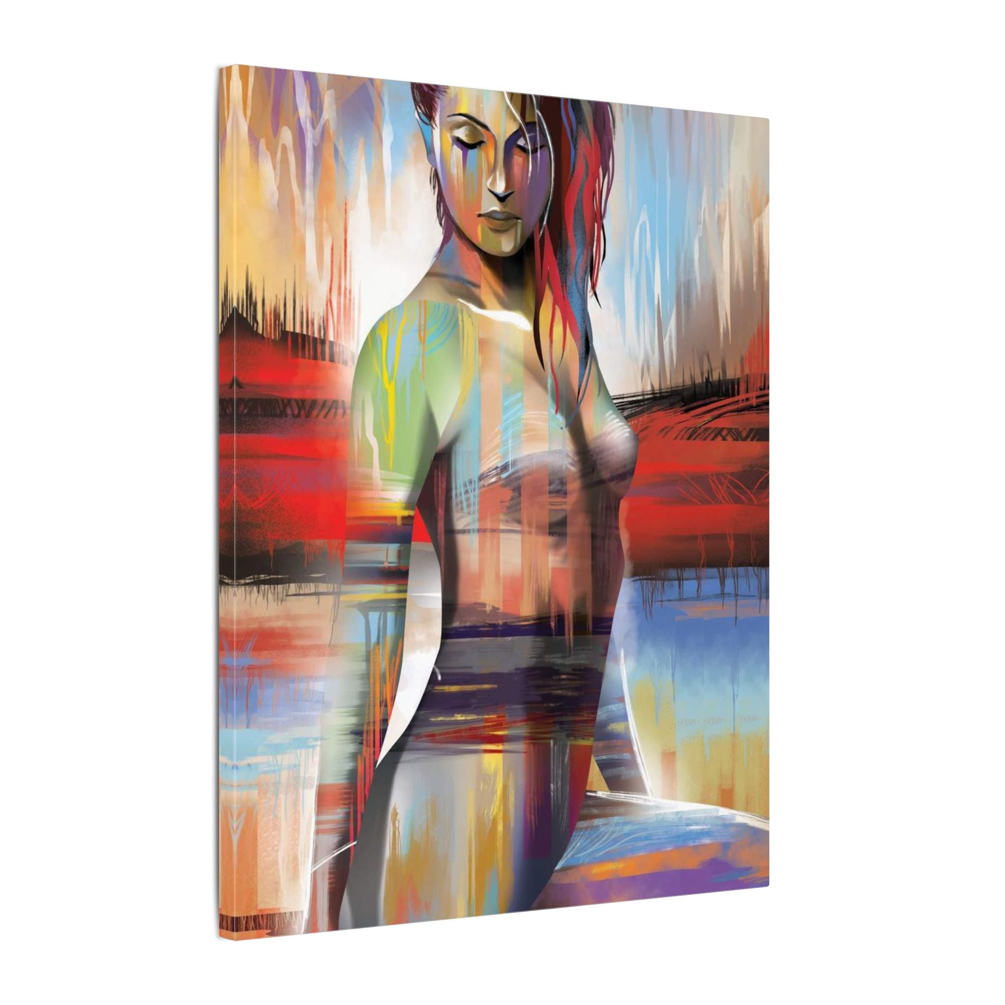 Abstract Colorful Woman Matte Canvas Print — Modern Figurative Wall Art 