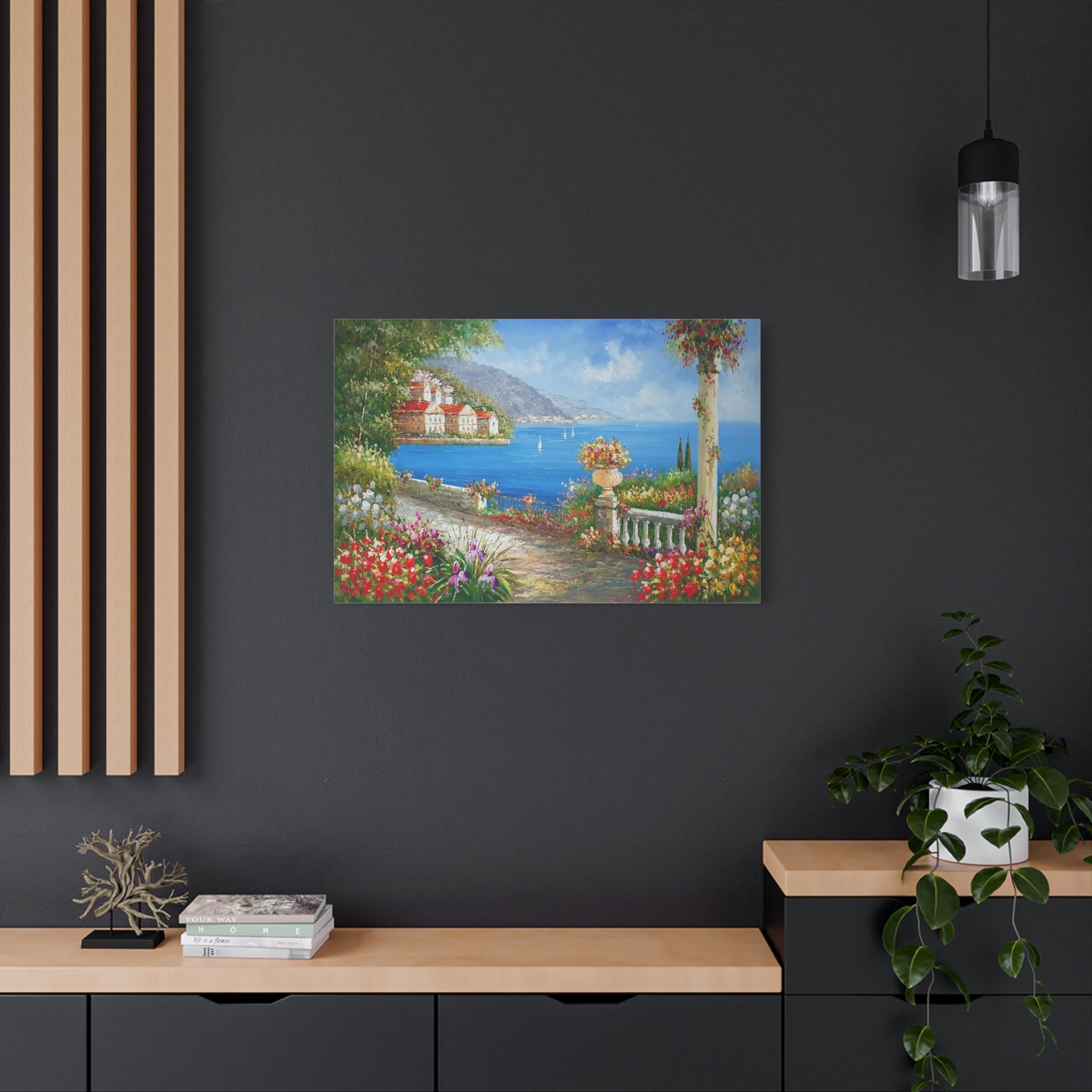 Mediterranean Seaside Path Matte Canvas Wall Art — Stretched 1.25" 
