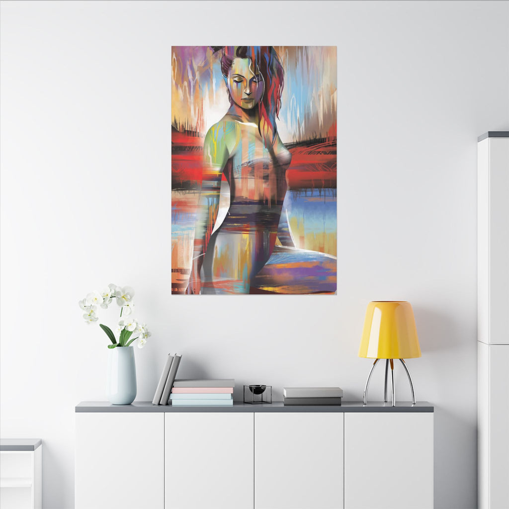 Abstract Colorful Woman Matte Canvas Print — Modern Figurative Wall Art 