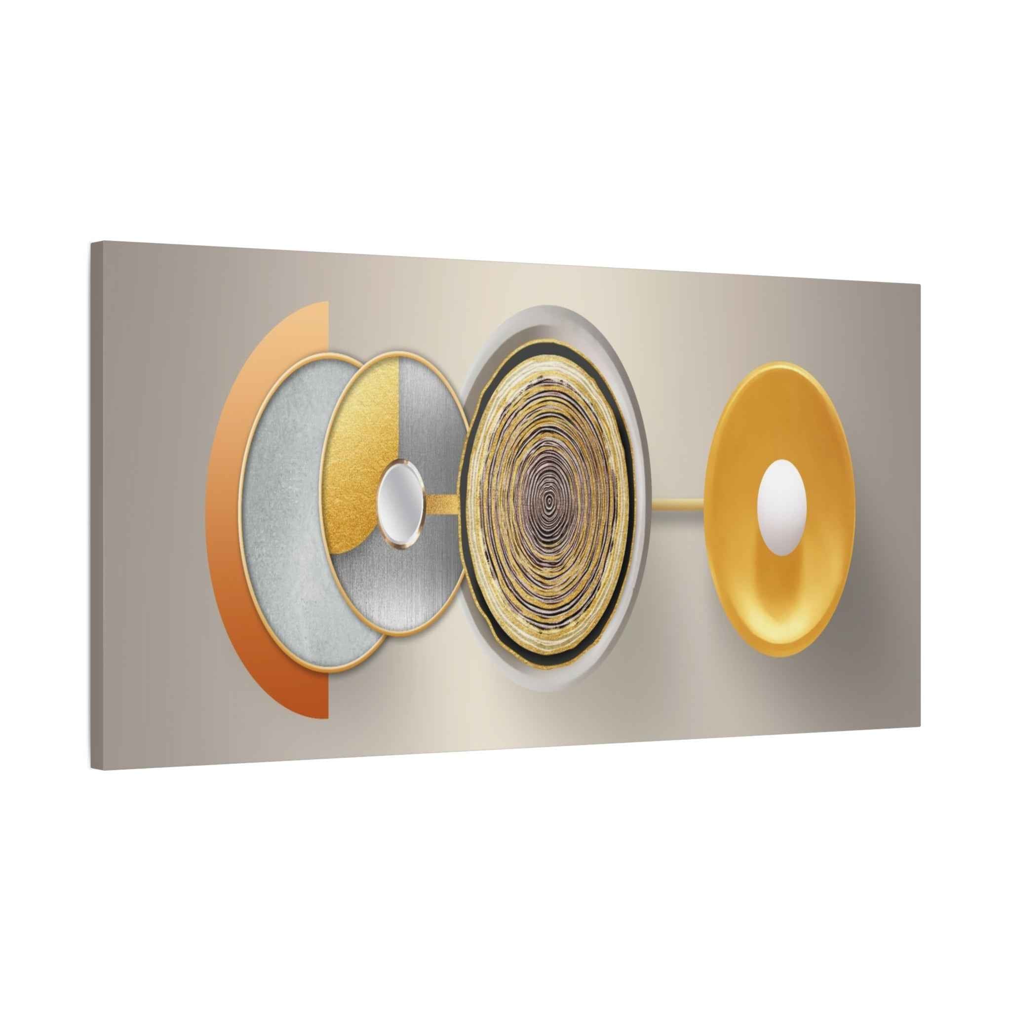 Abstract Gold Geometric Wall Art Canvas – Modern Luxury Metallic Circle Artwork