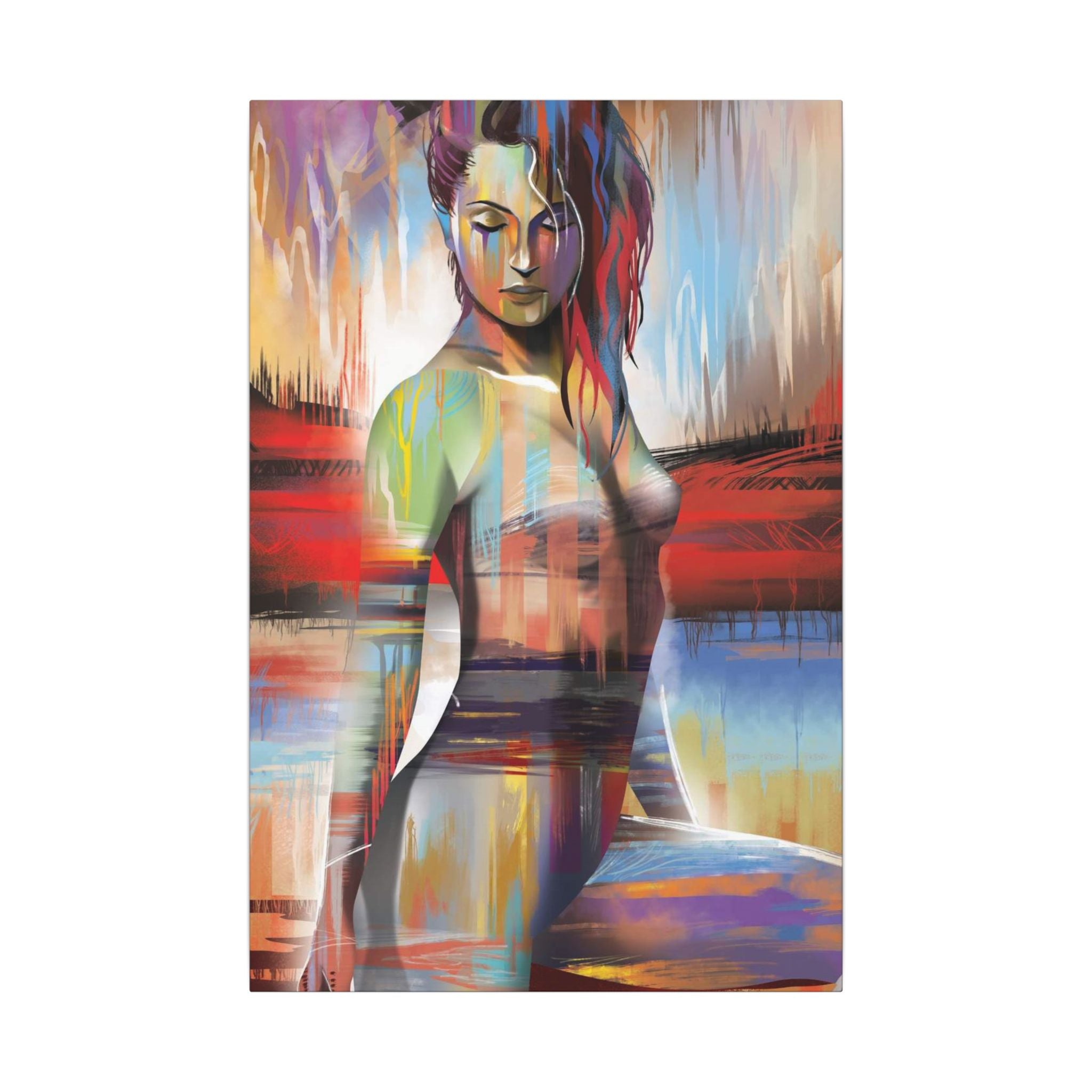 Abstract Colorful Woman Matte Canvas Print — Modern Figurative Wall Art 