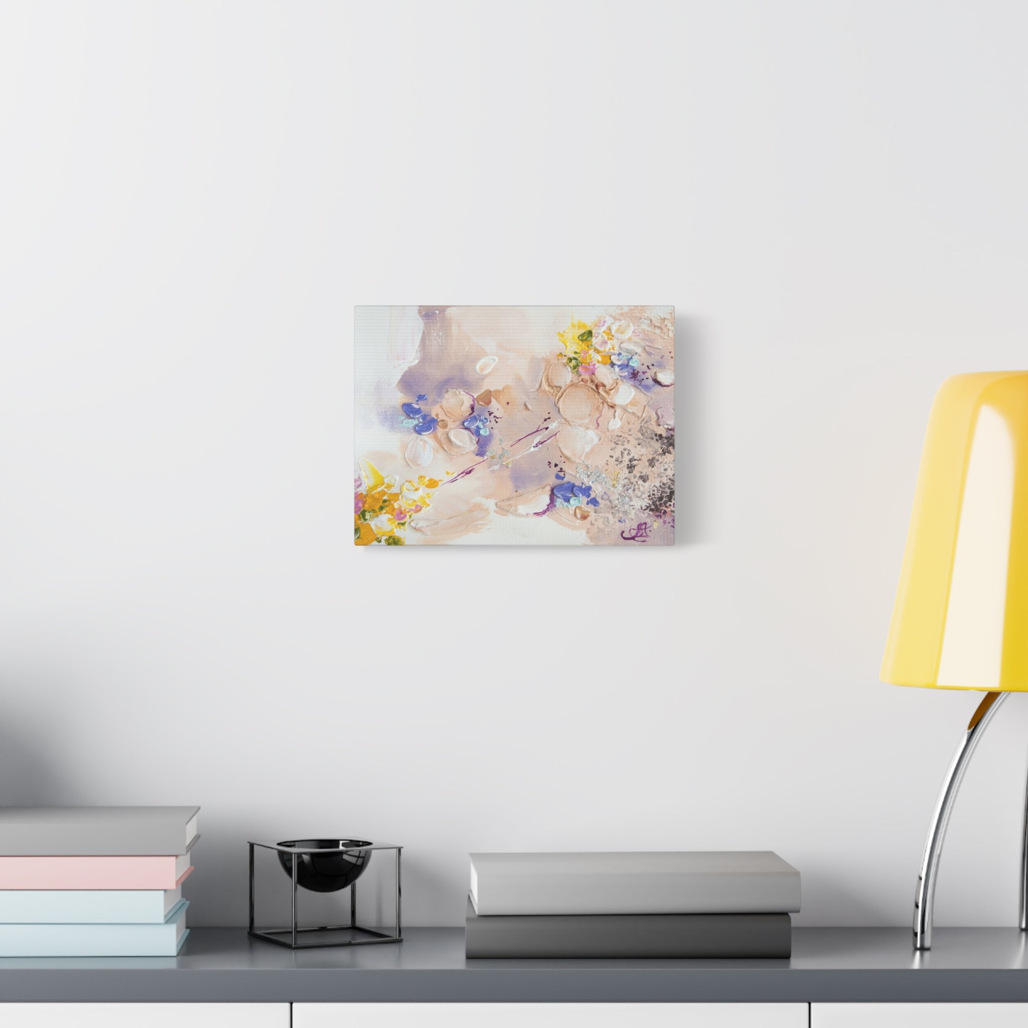Abstract Floral Matte Canvas Wall Art — Pastel Bouquet Stretched Print 