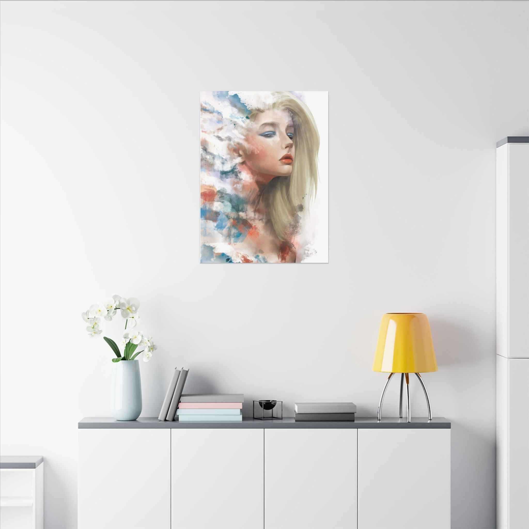 Watercolor Portrait Canvas Art - Dreamy Female Face - TheKaraHan
