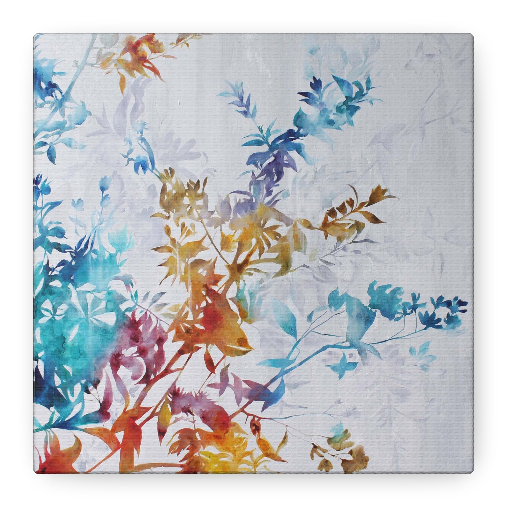 Watercolor Floral Canvas Wall Art – Multicolor Botanical Stretched Canvas 