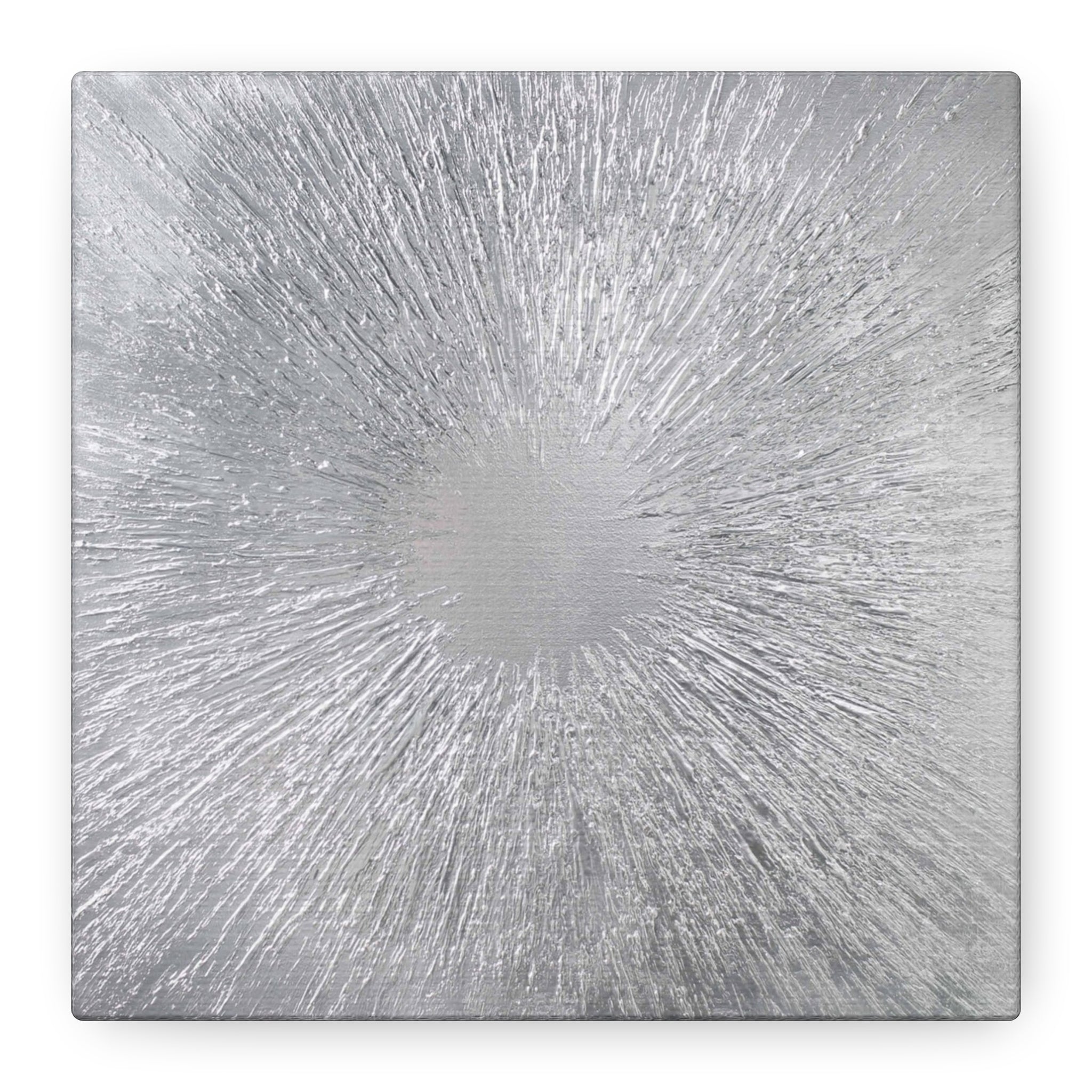 Silver Burst Abstract Canvas Wall Art — Matte Stretched 1.25" 
