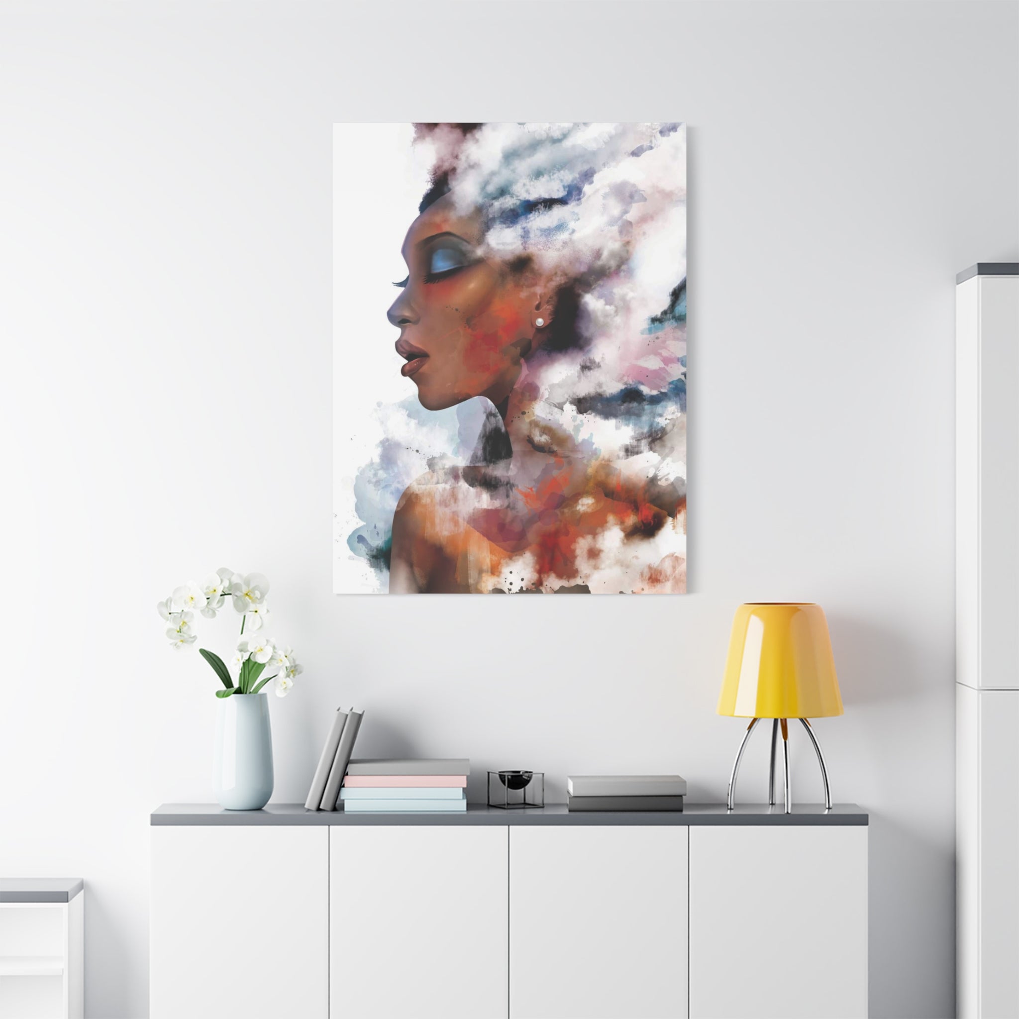 Abstract Watercolor Woman Art - Dreamy Canvas Portrait Wall Decor - TheKaraHan