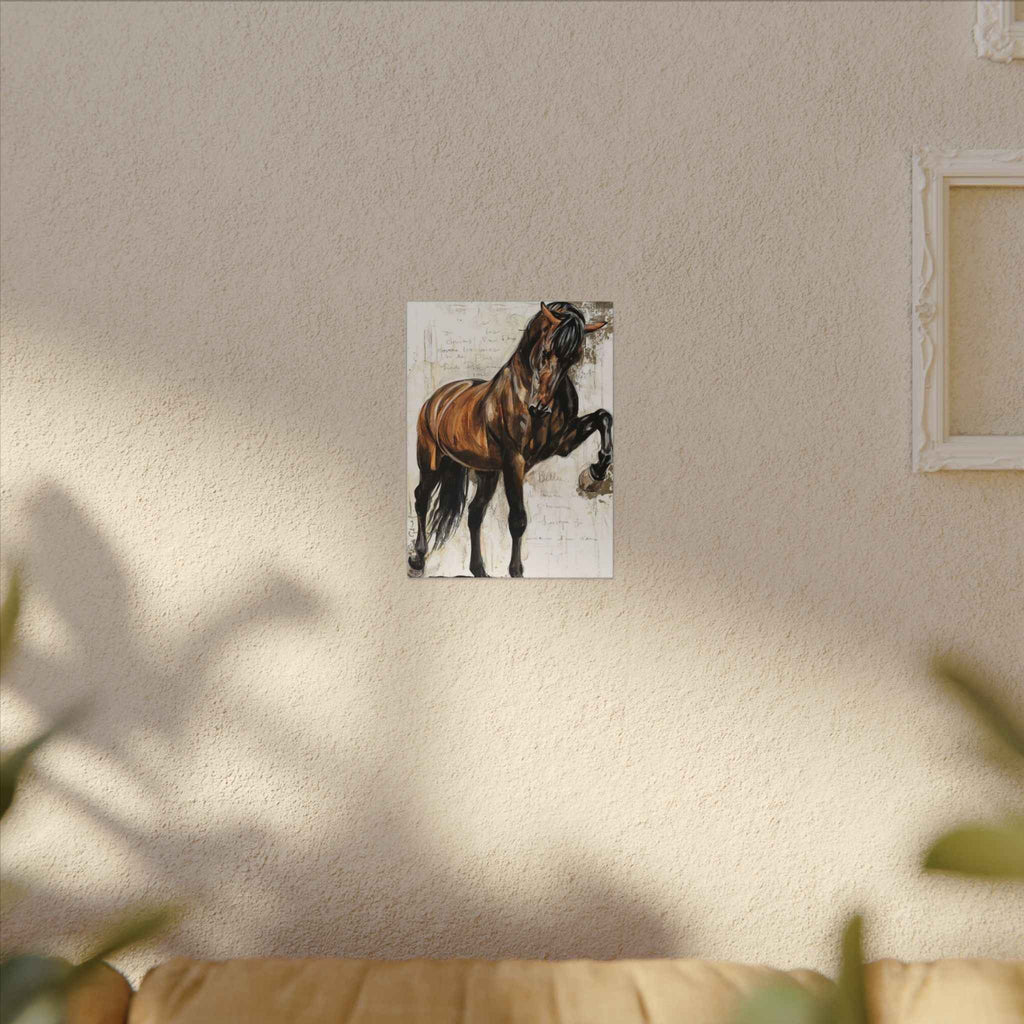 Horse Canvas Wall Art - Brown Stallion Matte Stretched Canvas for Home Decor - TheKaraHan