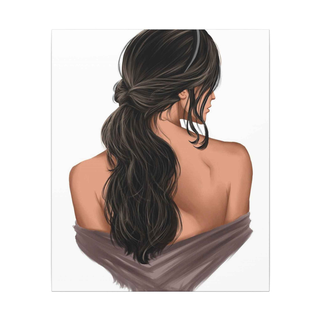 Portrait Canvas Print Woman Back View with Loose Ponytail – Perfect Home Decor for Every Room - TheKaraHan
