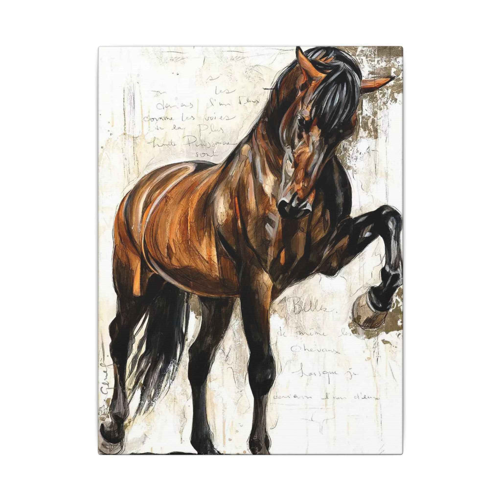 Horse Canvas Wall Art - Brown Stallion Matte Stretched Canvas for Home Decor - TheKaraHan