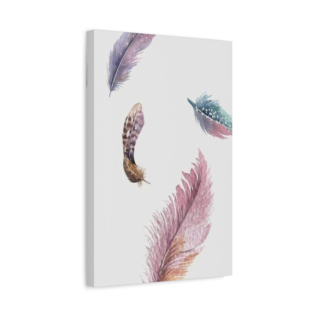 Soft Watercolor Feathers Canvas Wall Art - Stretched 1.25" Matte Design - TheKaraHan