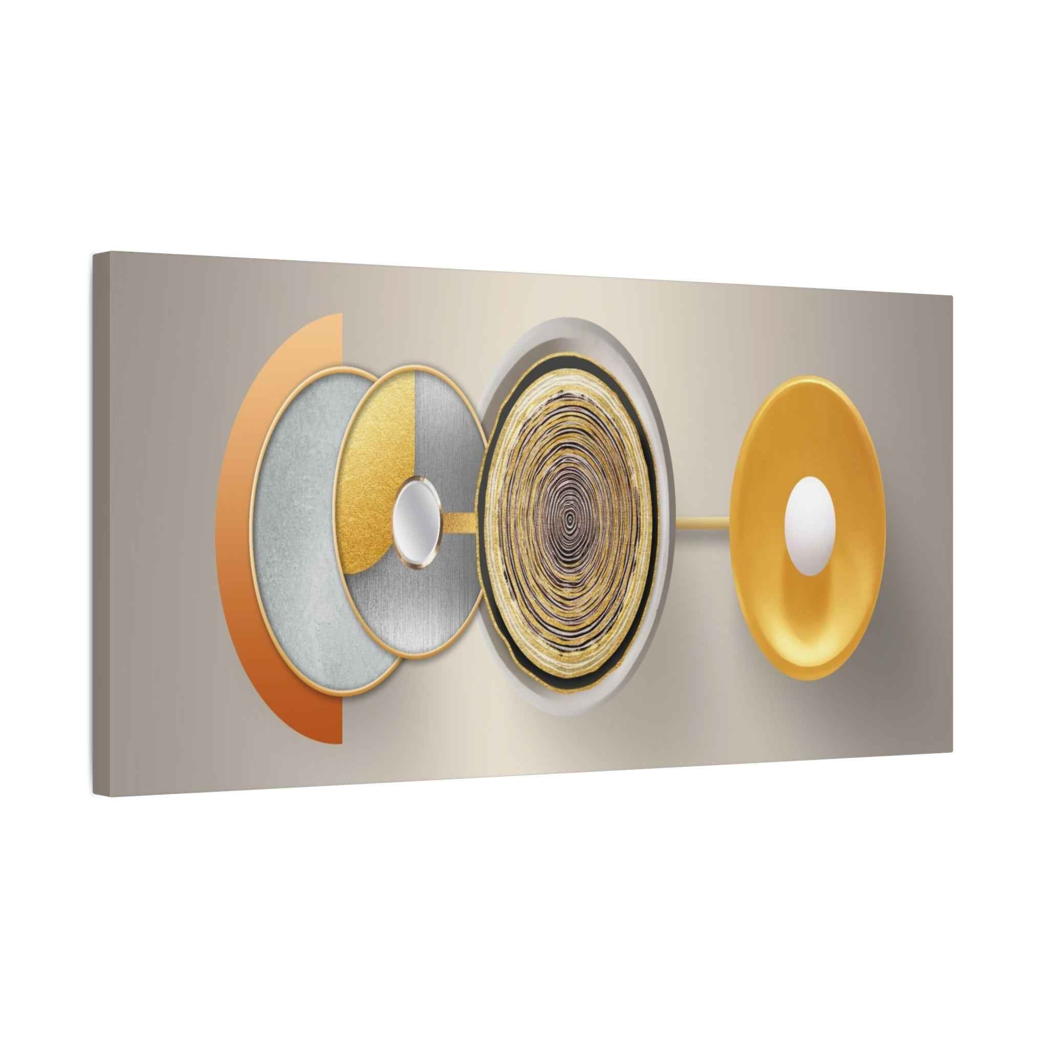 Abstract Gold Geometric Wall Art Canvas – Modern Luxury Metallic Circle Artwork
