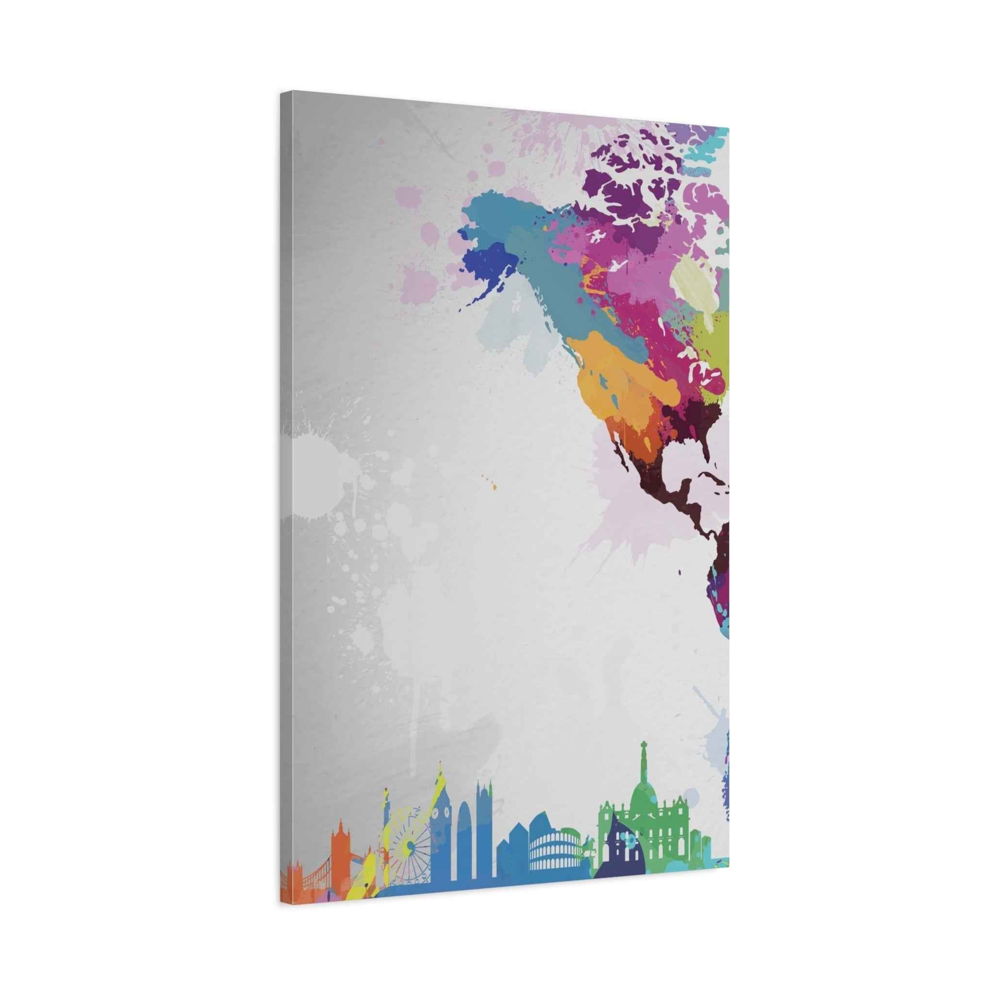 Color Splash World Map Canvas Art – Modern Stretched Matte Wall Decor - TheKaraHan