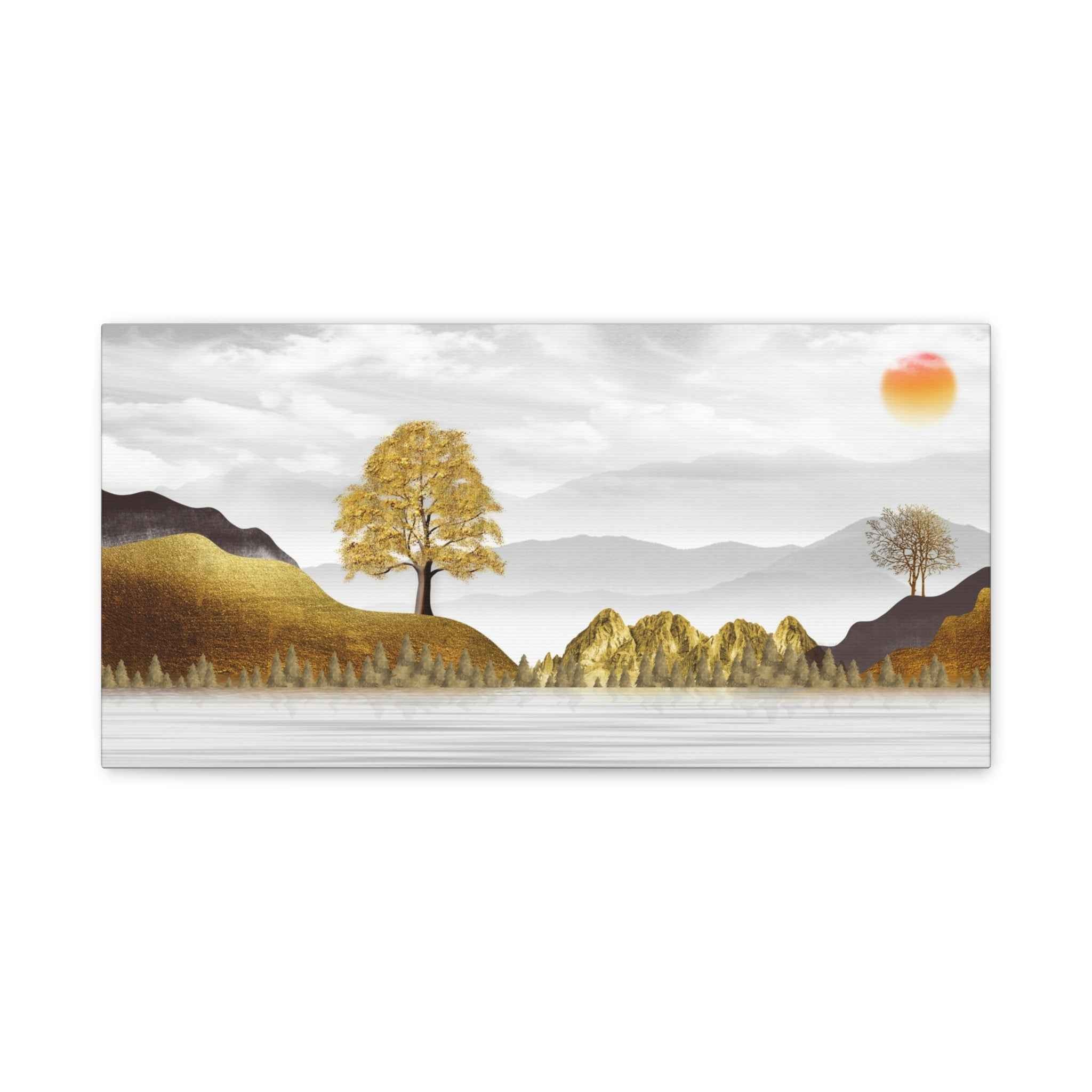 Golden Tree Landscape Canvas Wall Art