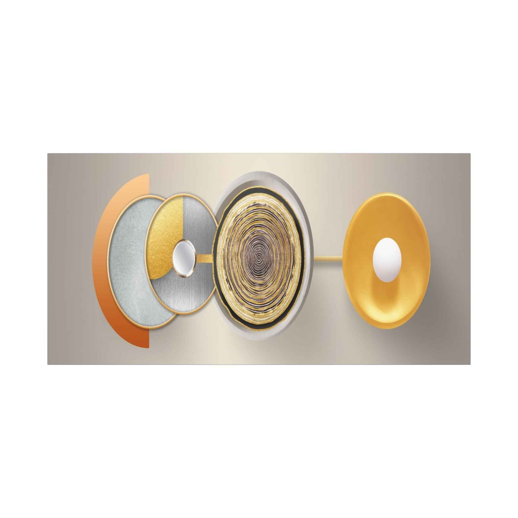 Abstract Gold Geometric Wall Art Canvas – Modern Luxury Metallic Circle Artwork