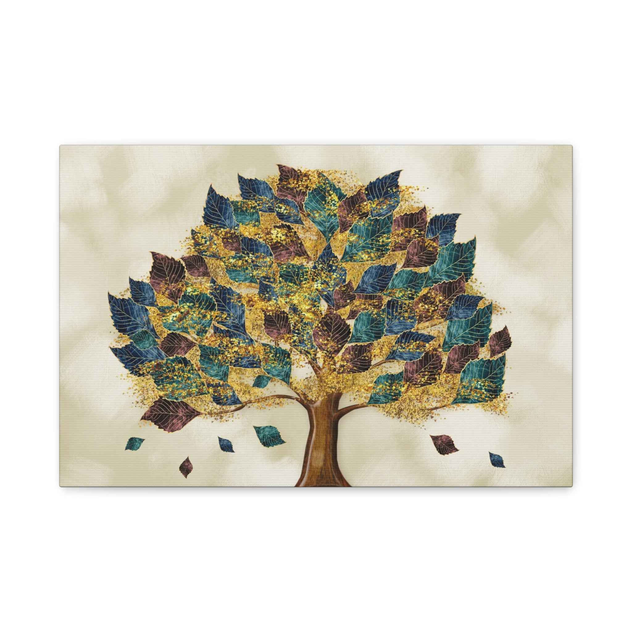Golden Tree of Life Canvas Wall Art – Colorful Nature Decor