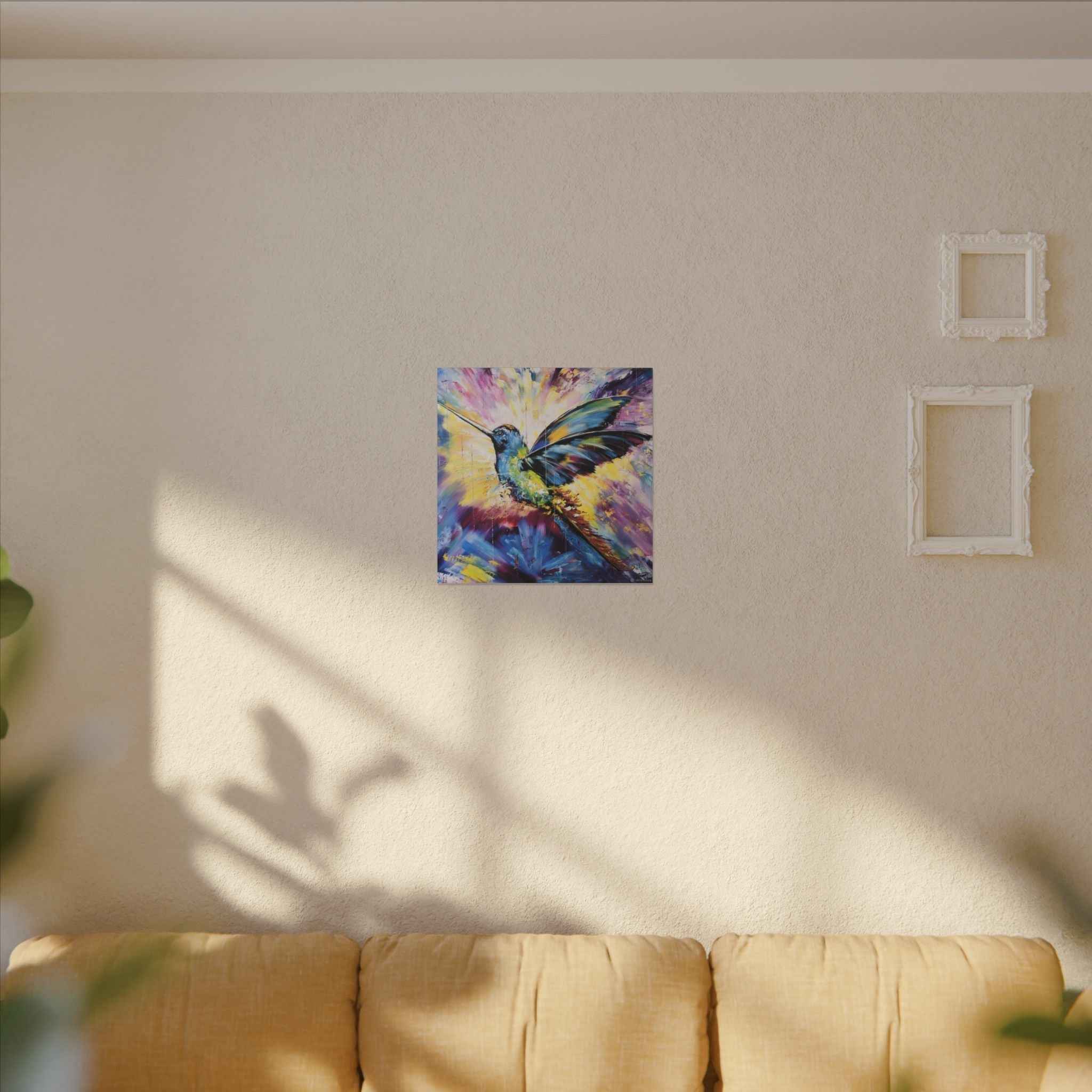 Vibrant Hummingbird Canvas Art - Colorful Abstract Bird Wall Decor (Matte Stretched) - TheKaraHan