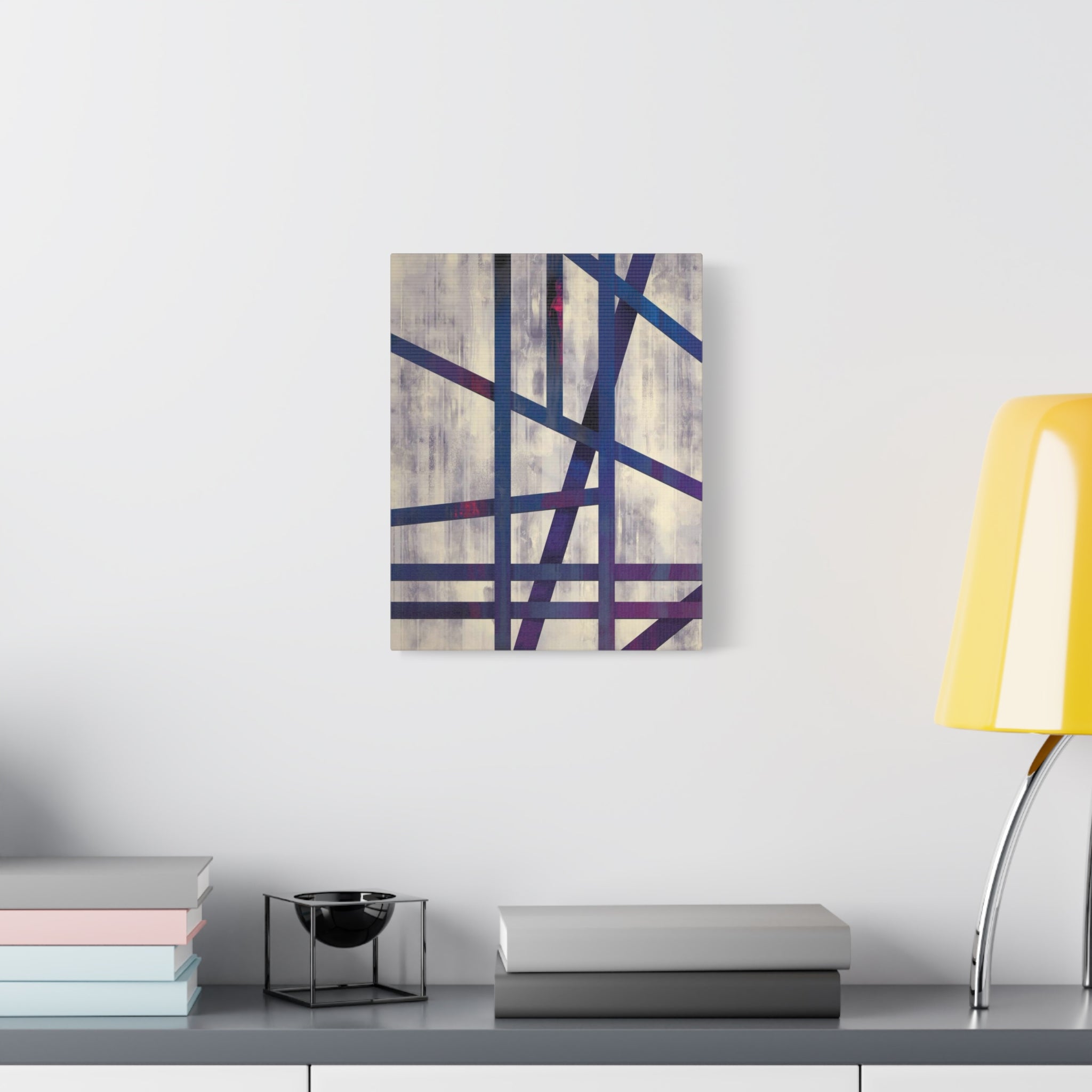 Abstract Geometric Canvas Print – Modern Blue & Purple Lines Art 