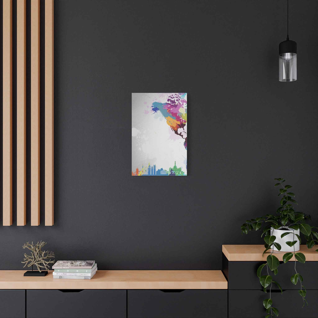 Color Splash World Map Canvas Art – Modern Stretched Matte Wall Decor - TheKaraHan