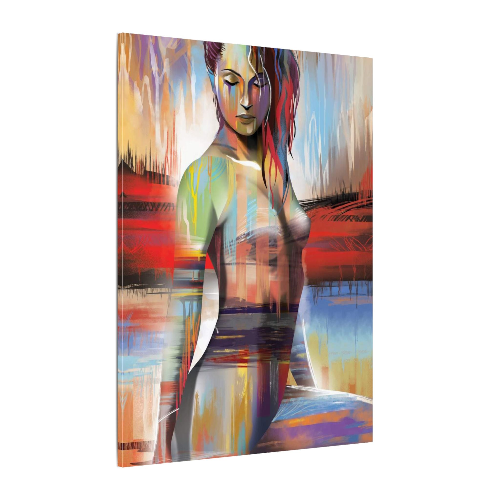 Abstract Colorful Woman Matte Canvas Print — Modern Figurative Wall Art 