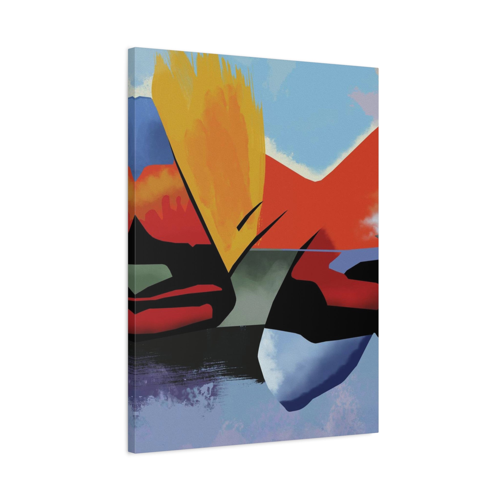 Abstract Color Block Matte Canvas Print — Modern Stretched Wall Art 