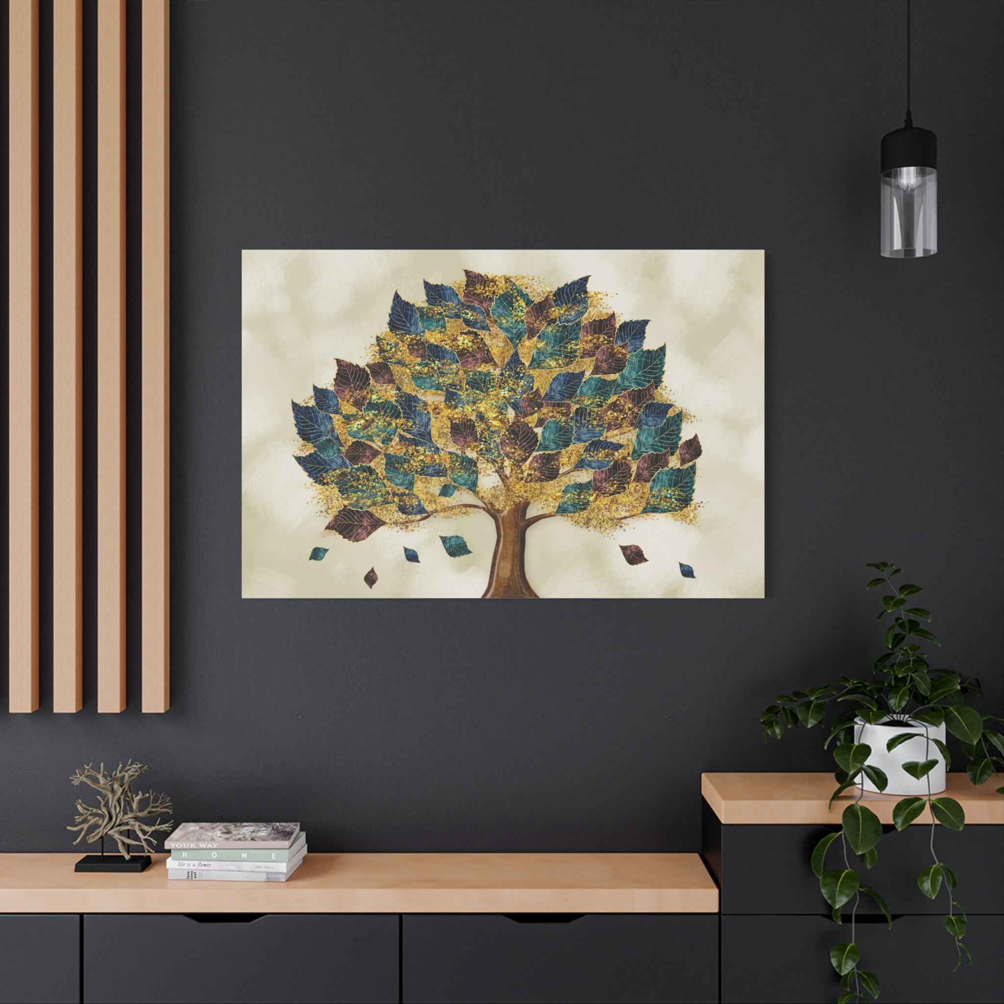 Golden Tree of Life Canvas Wall Art – Colorful Nature Decor