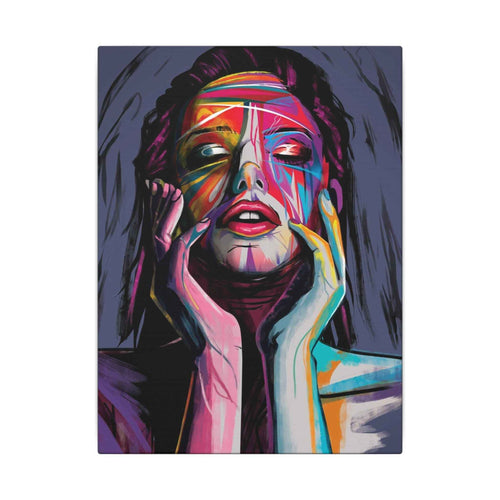 Abstract Colorful Woman Portrait Canvas — Modern Pop Art Face Wall Decor - TheKaraHan