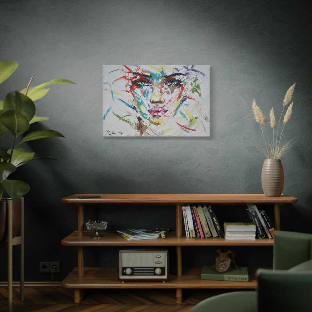 Abstract Colorful Woman Face Canvas Art - Matte Stretched Wall Painting 