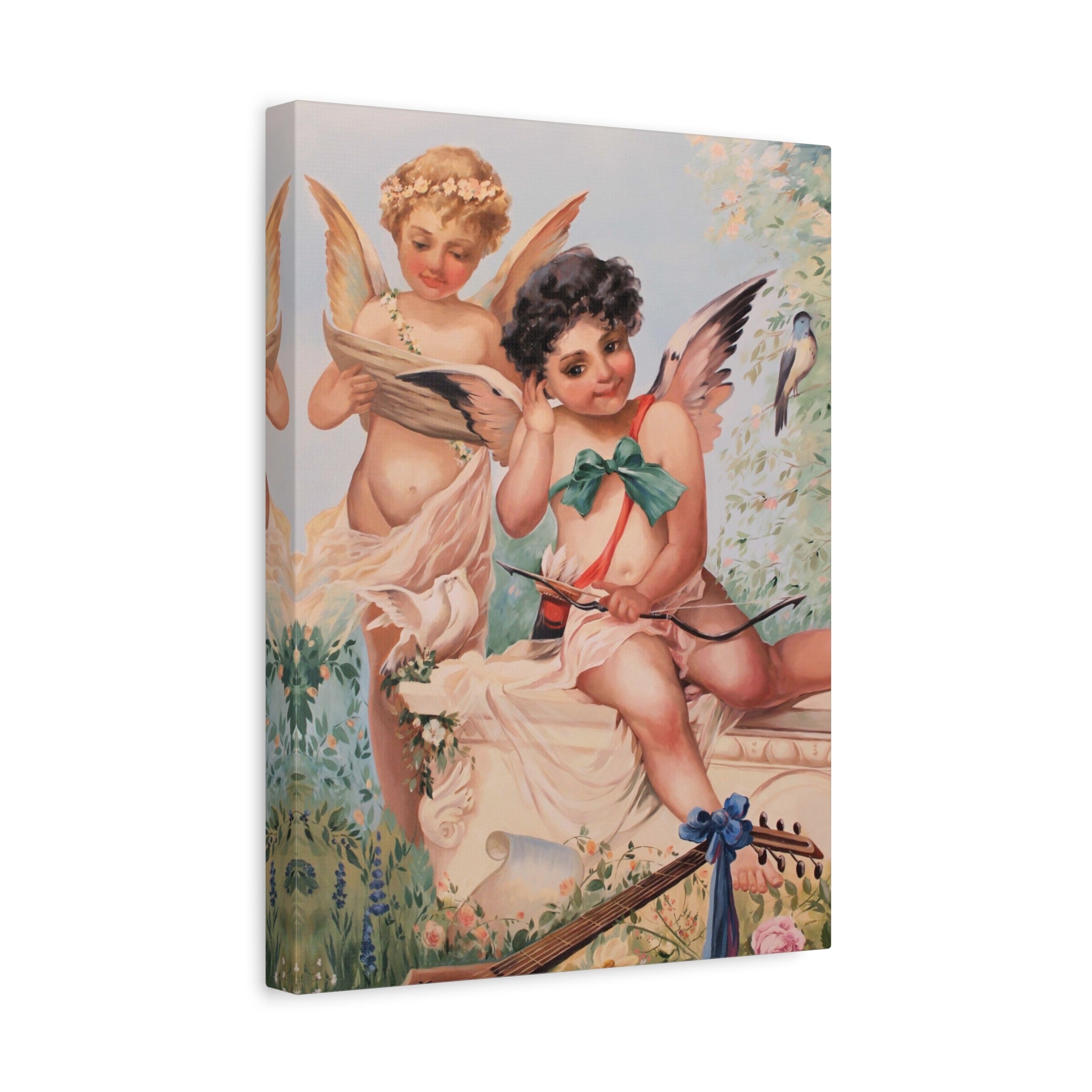 Cherubs Vintage Art Canvas Print — Romantic Angel Wall Decor 